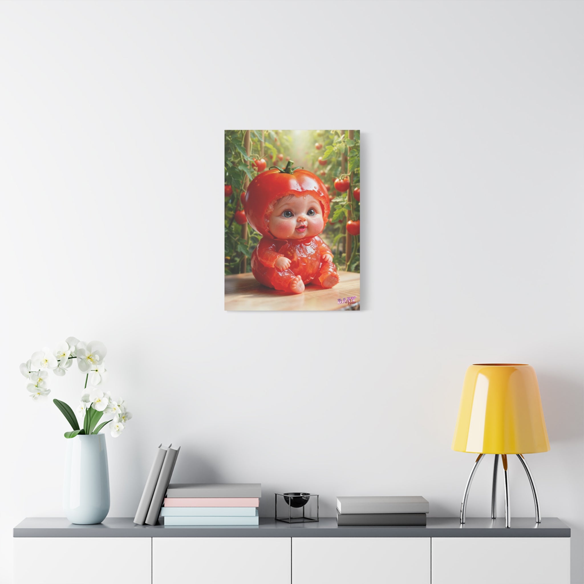 TomaBaby Canvas Wall Art Cute Tomato Garden Nursery Decor | Matte Canvas, Stretched, 1.25"