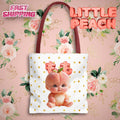 Cute Peach Baby Tote Bag Kawaii Baby Character Illustration Tote Bag (AOP)