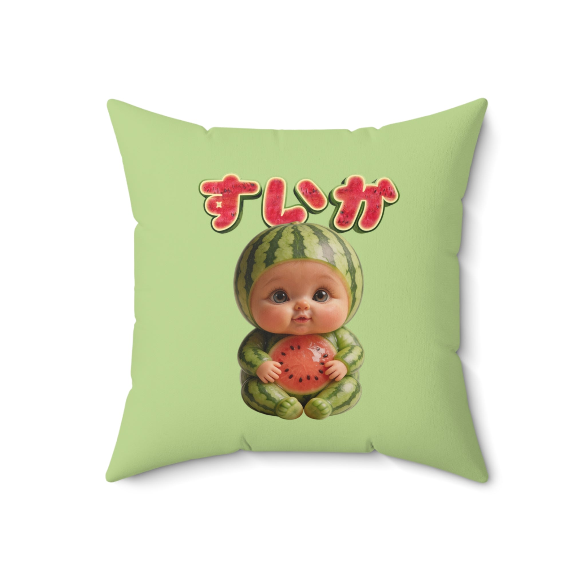 Watermelon Baby Decorative Pillow Cute Fruit Character Cushion | Spun Polyester Square Pillow