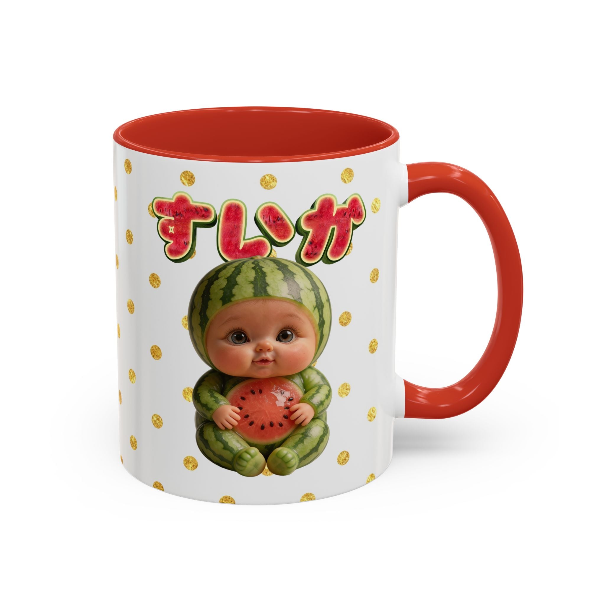 Watermelon Baby Mug Cute Japanese Kawaii Character Coffee Cup | Accent Coffee Mug (11oz)(YouTube Shopping Edition)