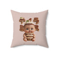 TiraBaby Throw Pillow Tiramisu Dessert Character Japanese Text Design | Spun Polyester Square Pillow