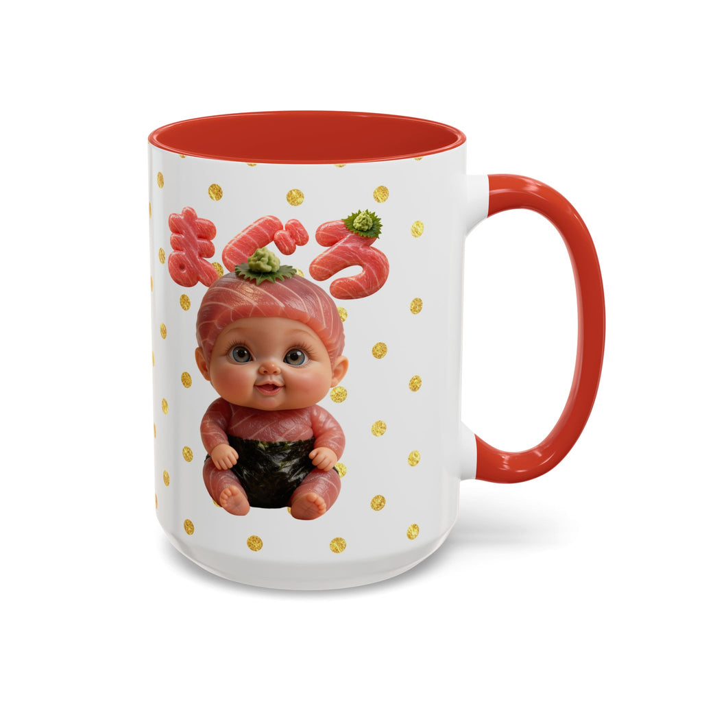 Tuna Baby Mug Maguro Sushi Character Japanese Text | Accent Coffee Mug (11, 15oz)