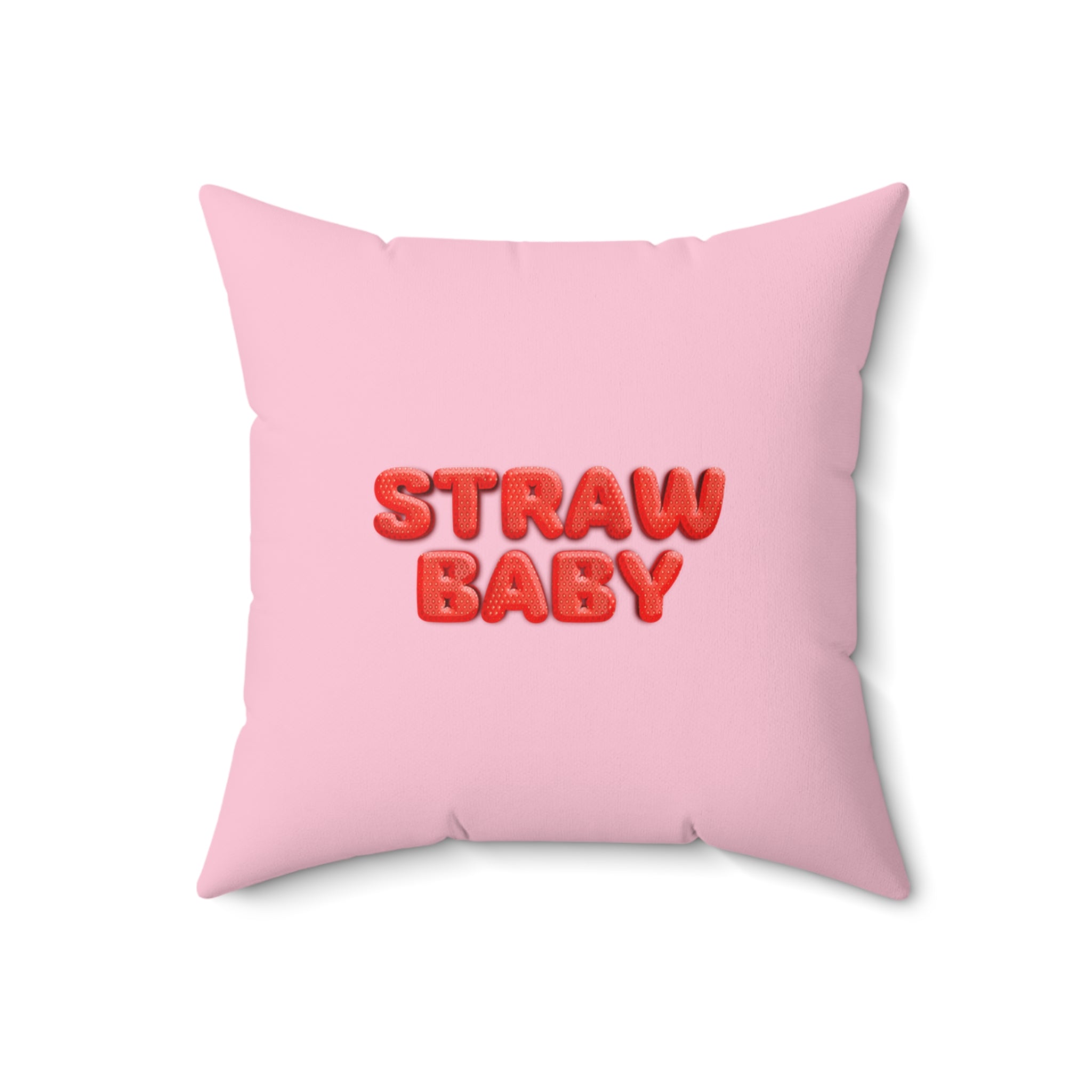 Strawberry Baby Decorative Pillow Pink Cushion for Home Decor Spun Polyester Square Pillow