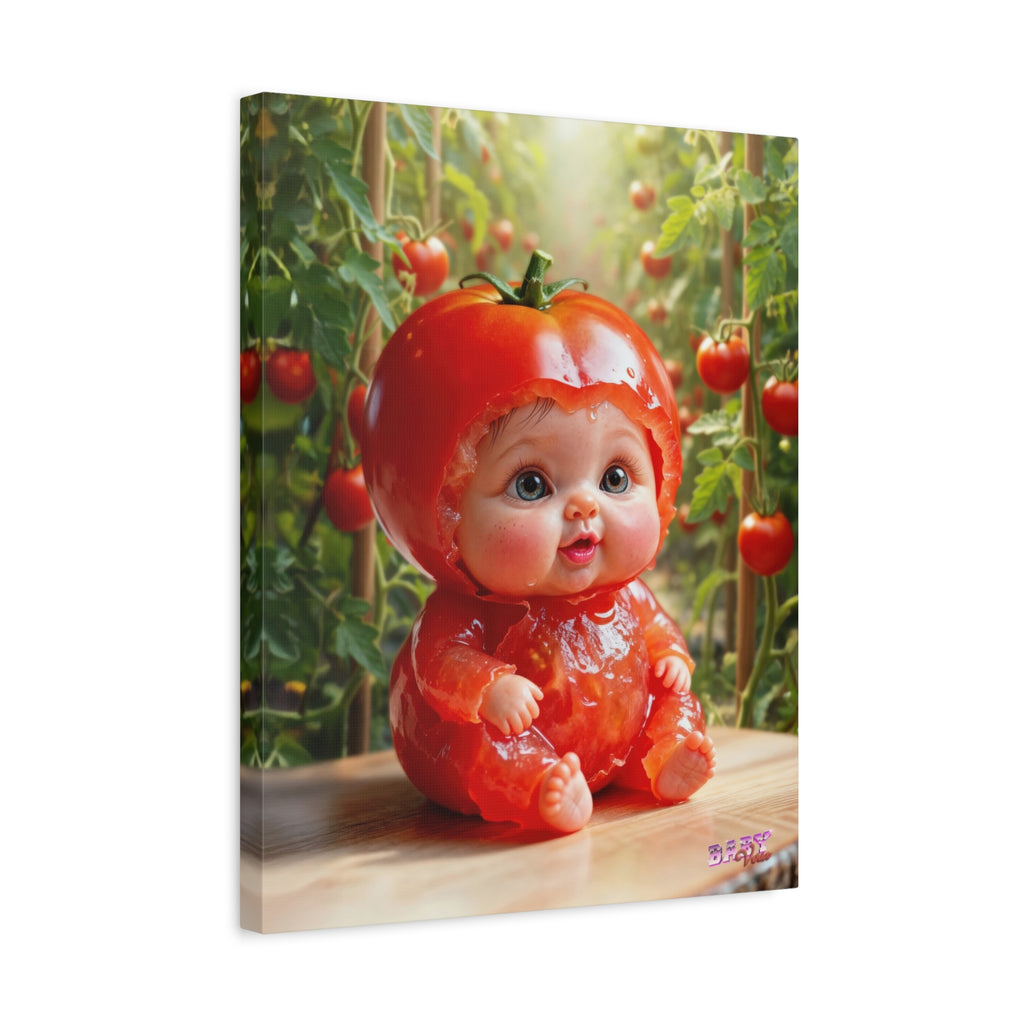 TomaBaby Canvas Wall Art Cute Tomato Garden Nursery Decor | Matte Canvas, Stretched, 1.25"