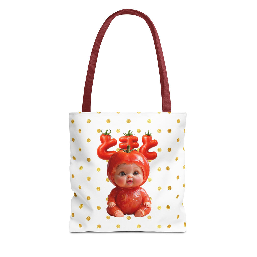Tomato Baby Tote Bag Cute Food Character Gold Dot Bag | Tote Bag (AOP)
