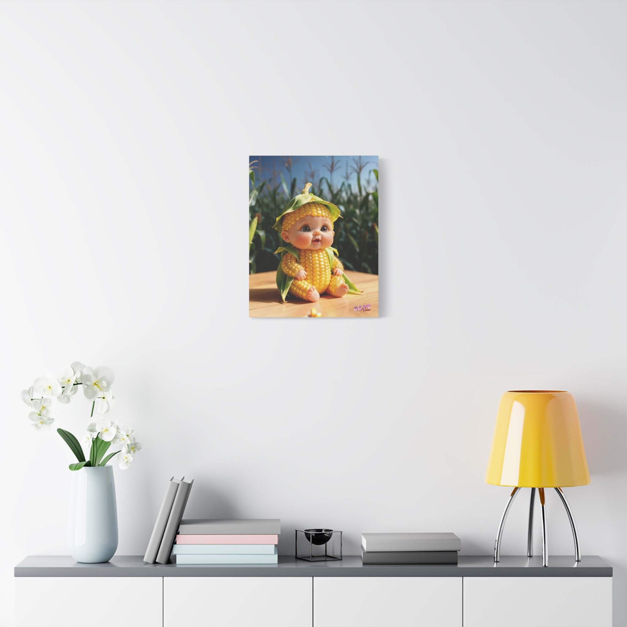 Corn Baby Canvas Print Cute Yellow Farm Character Wall Decoration (YouTube Store Edition) | Matte Canvas, Stretched, 1.25"