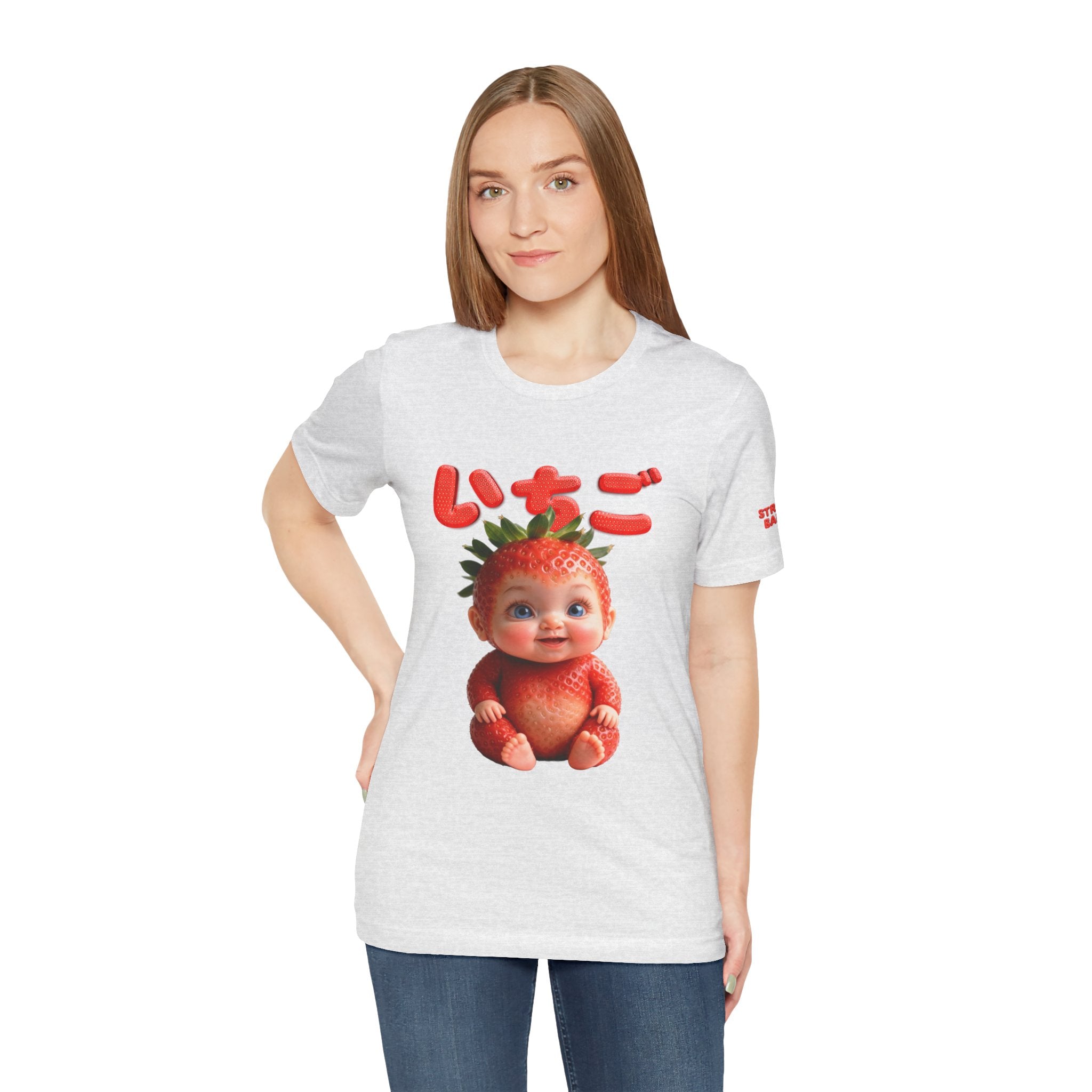 Strawberry Baby Kawaii Japanese T-Shirt, Cute Fruit Character Tee, Pink Aesthetic Shirt, Soft Cotton Unisex Top