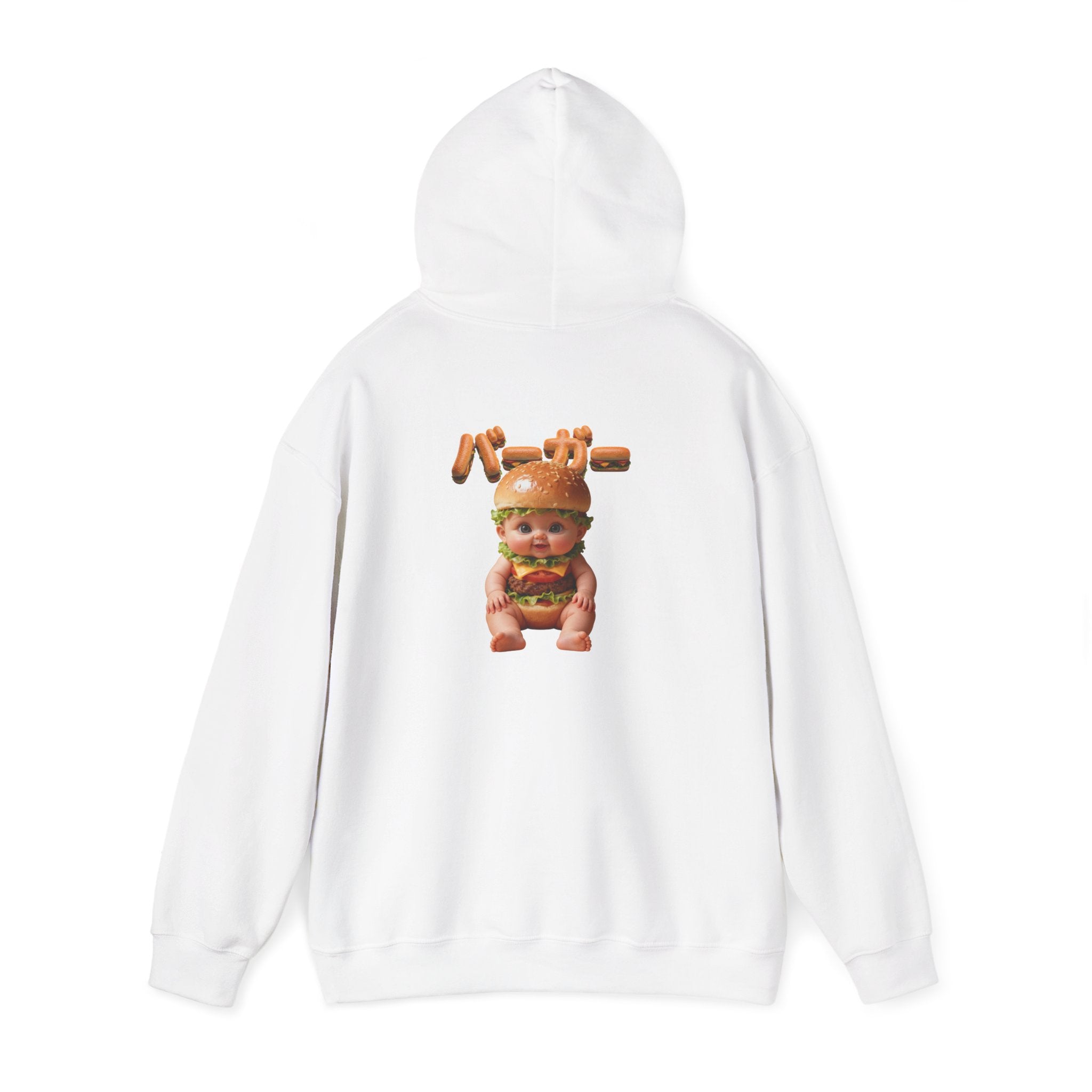 Burger Baby Hoodie Cute Food Character Back Print (YouTube Store Edition) | Unisex Heavy Blend™ Hooded Sweatshirt