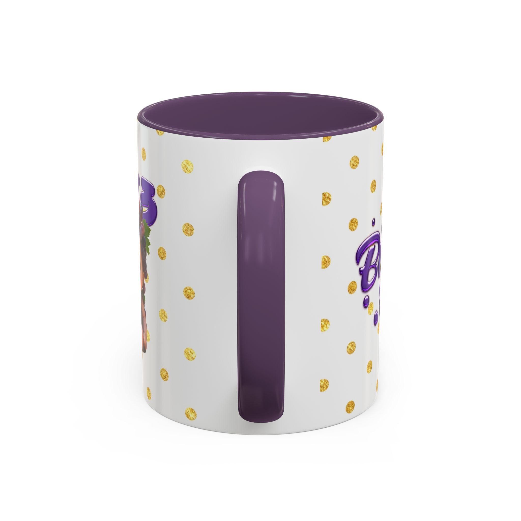 Ceramic Mug with Grape Baby Illustration Purple Handle Cup Accent Coffee Mug (11, 15oz)