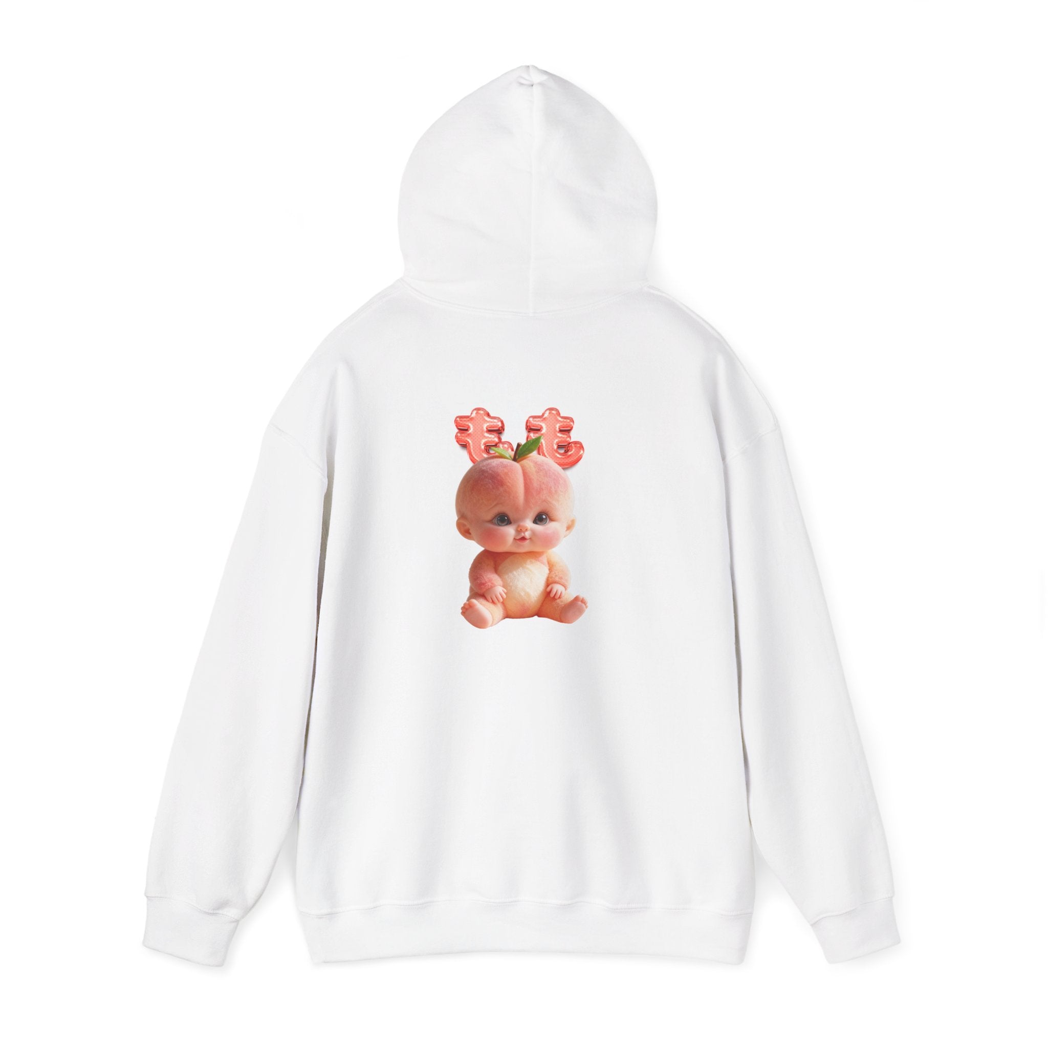 Little Peach Baby Hoodie Cute Fruit Character Graphic Unisex Sweatshirt | Unisex Heavy Blend™ Hooded Sweatshirt
