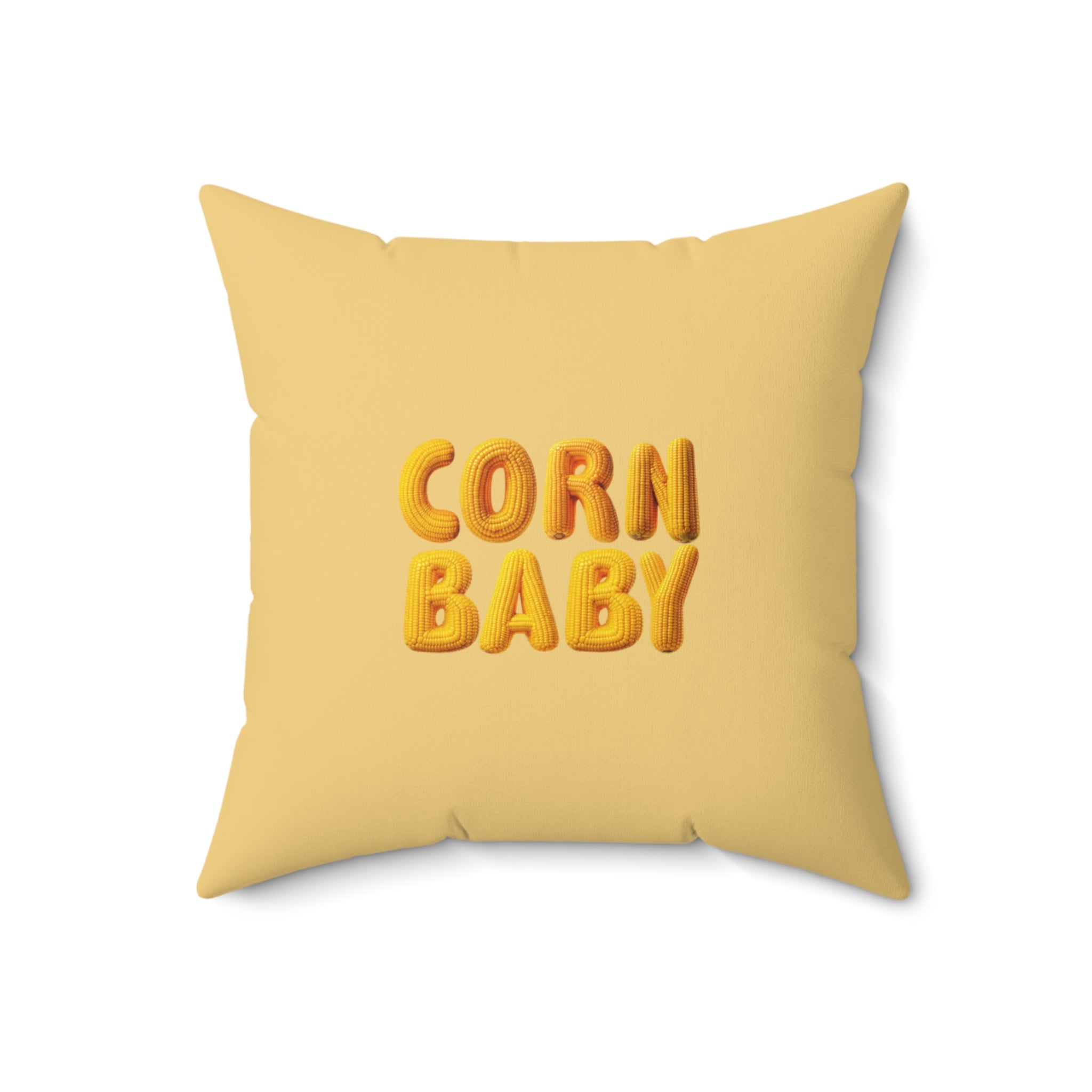 Yellow Throw Pillow Corn Baby Character Design Cute Decorative Cushion Gift | Spun Polyester Square Pillow