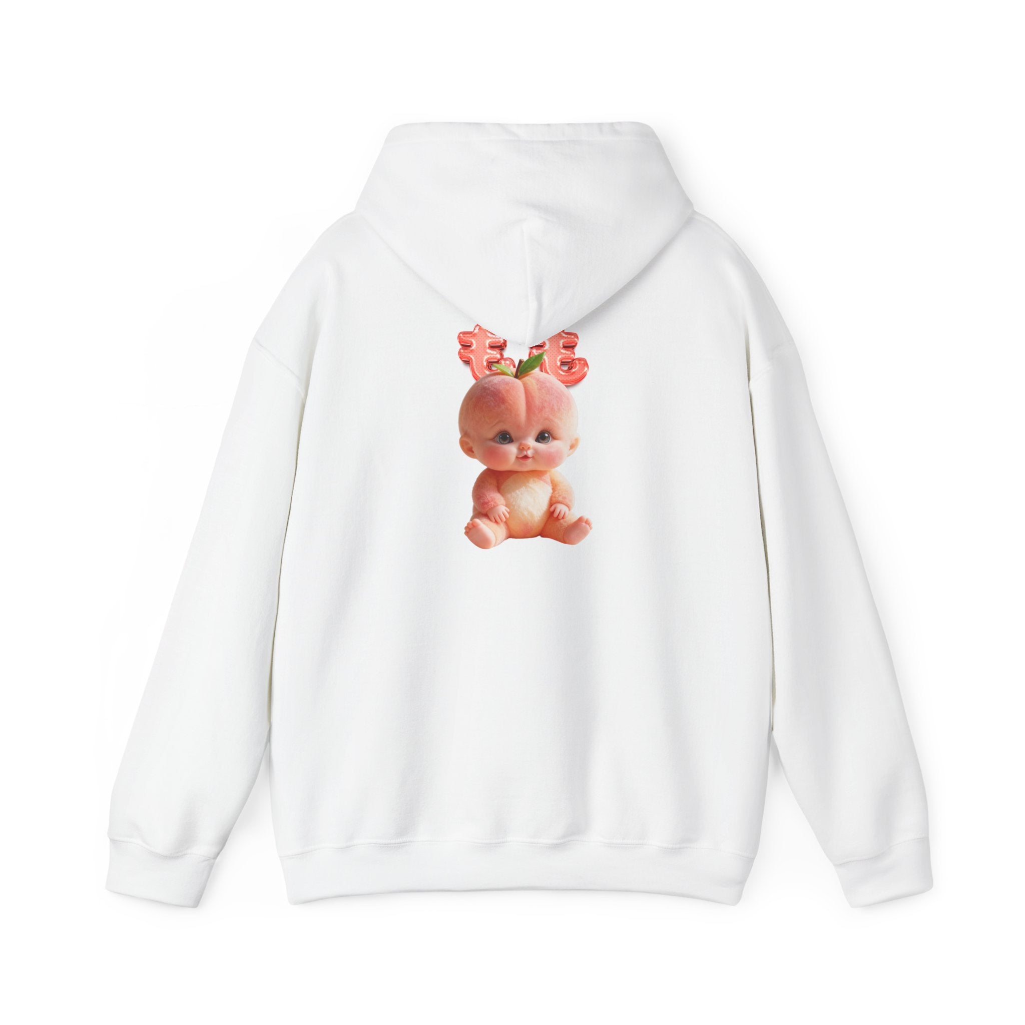 Little Peach Baby Hoodie Cute Fruit Character Graphic Unisex Sweatshirt | Unisex Heavy Blend™ Hooded Sweatshirt