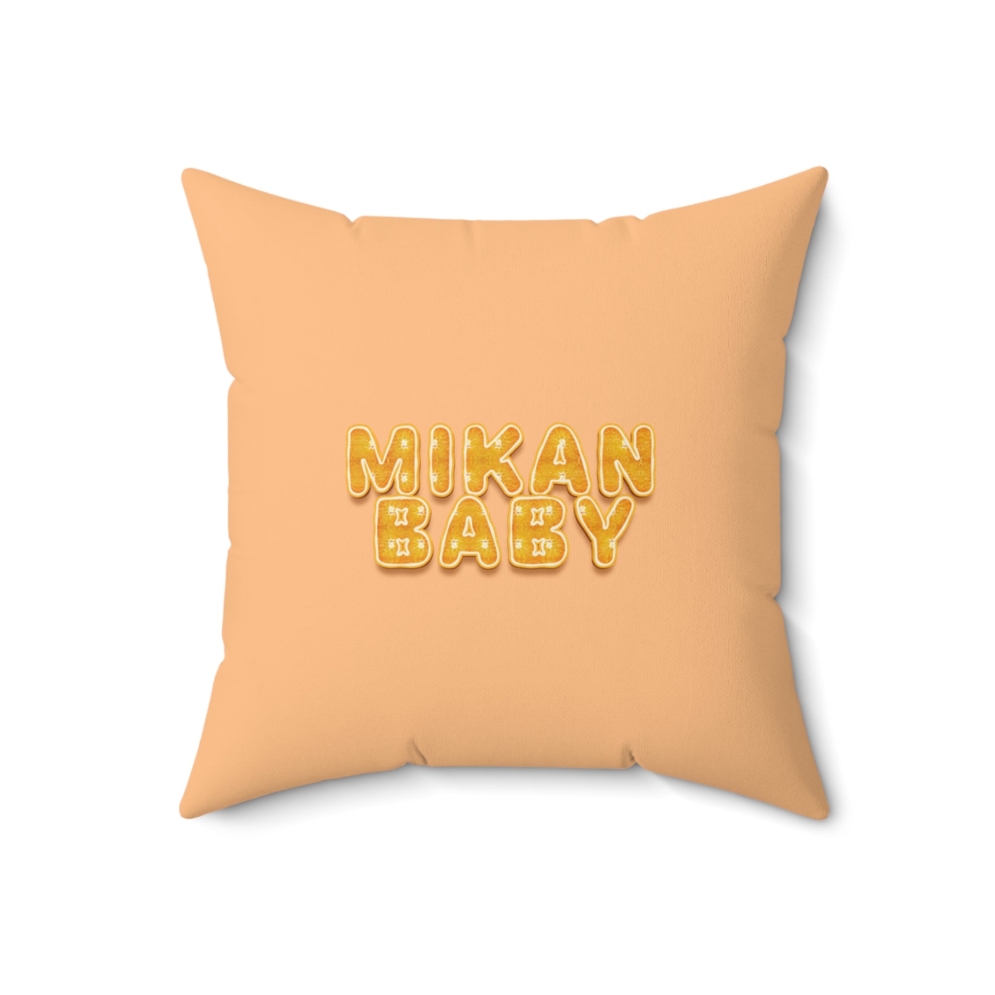 Mikan Baby Peach Orange Throw Pillow Cute Fruit Baby Illustration Spun Polyester Square Pillow
