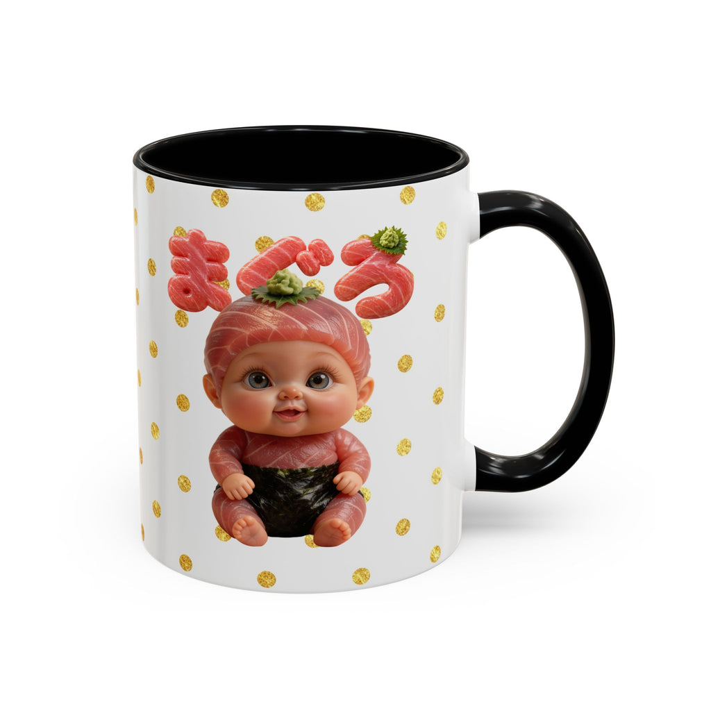 Tuna Baby Mug Maguro Sushi Character Japanese Text | Accent Coffee Mug (11, 15oz)