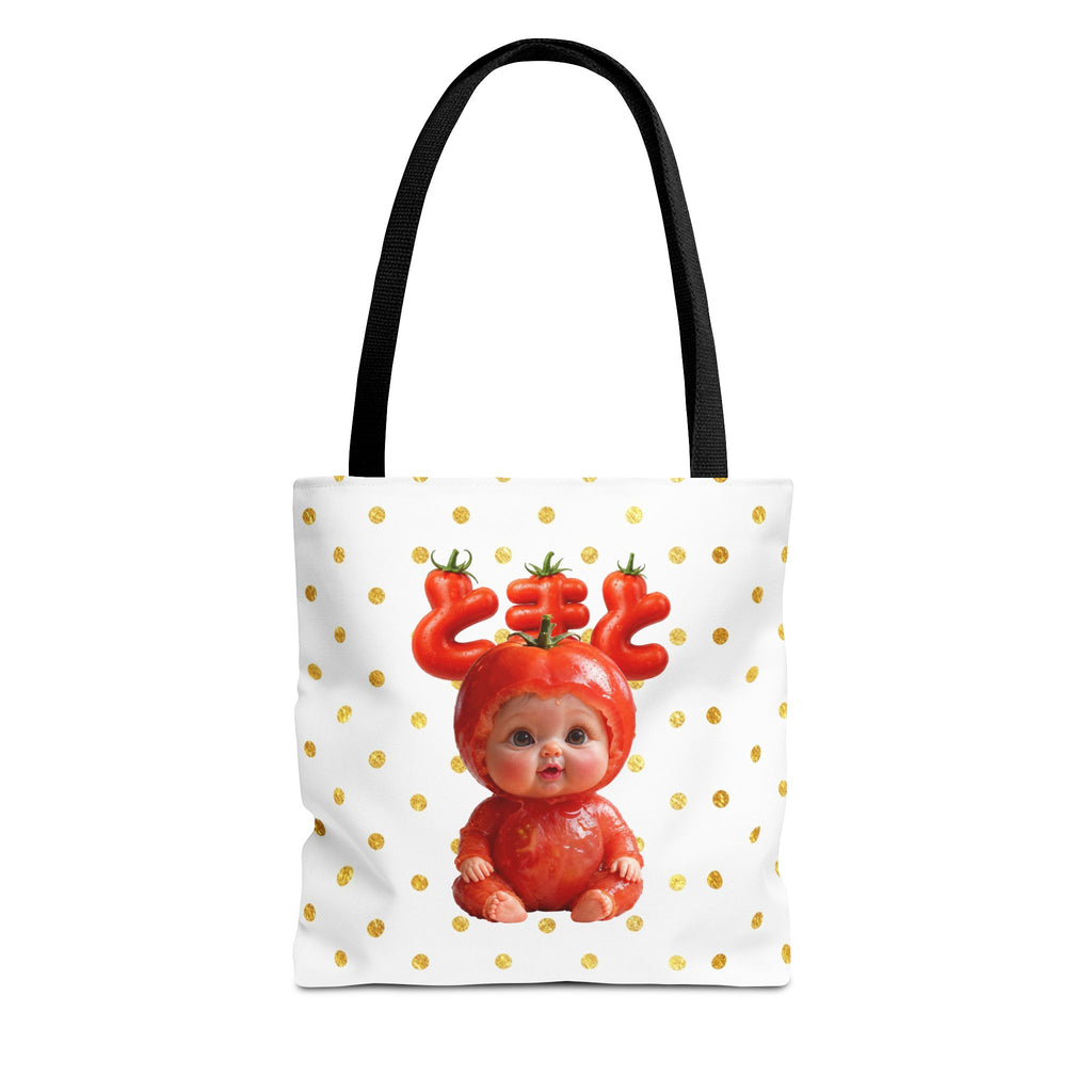 Tomato Baby Tote Bag Cute Food Character Gold Dot Bag | Tote Bag (AOP)
