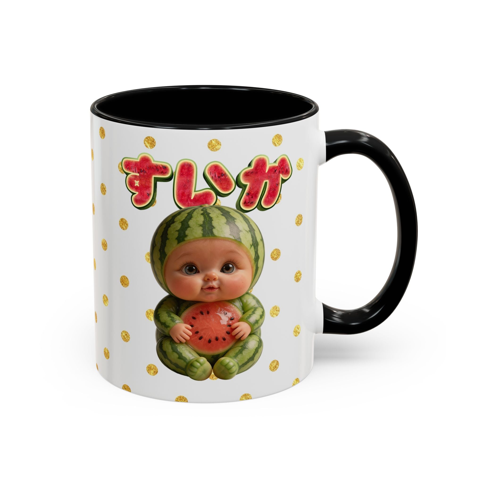 Watermelon Baby Mug Cute Japanese Kawaii Character Coffee Cup | Accent Coffee Mug (11, 15oz)