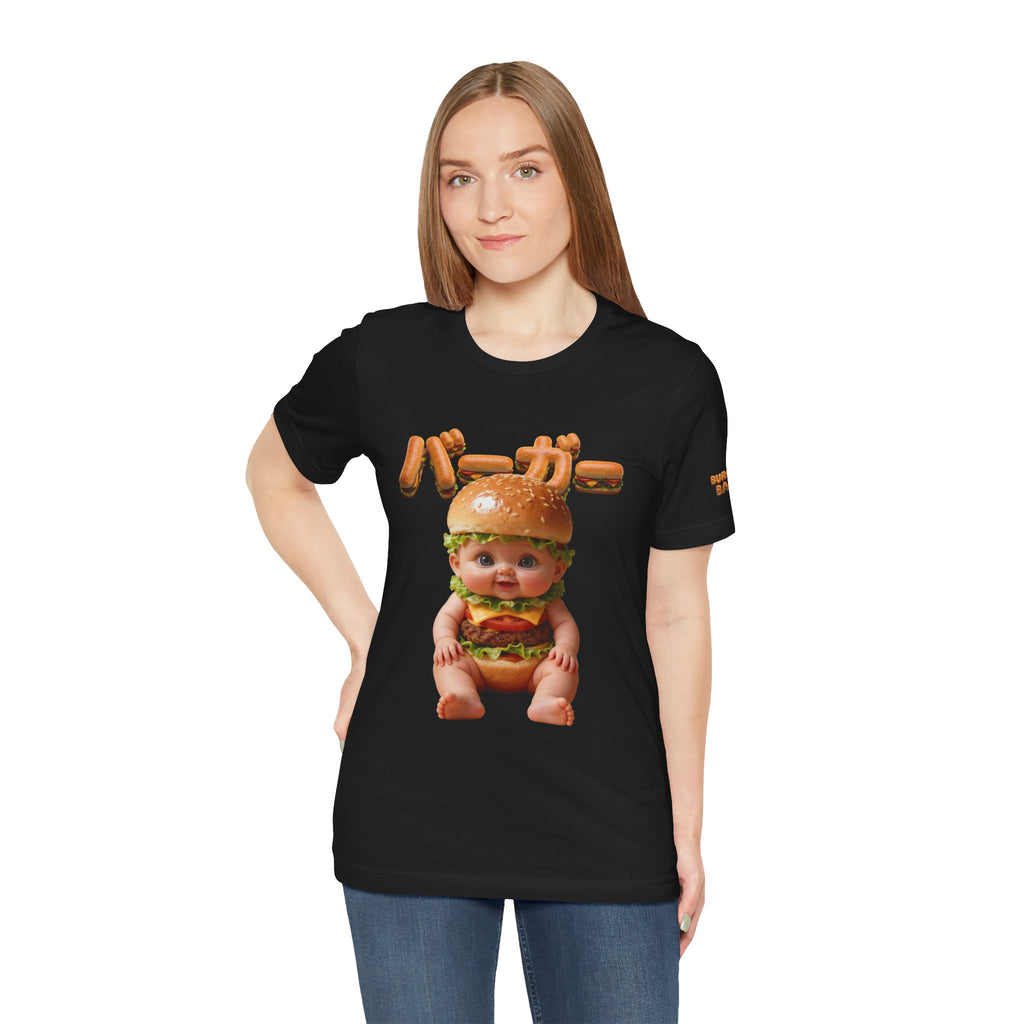 Burger Baby Graphic T Shirt Cute Food Character Tee | Unisex Jersey Short Sleeve Tee