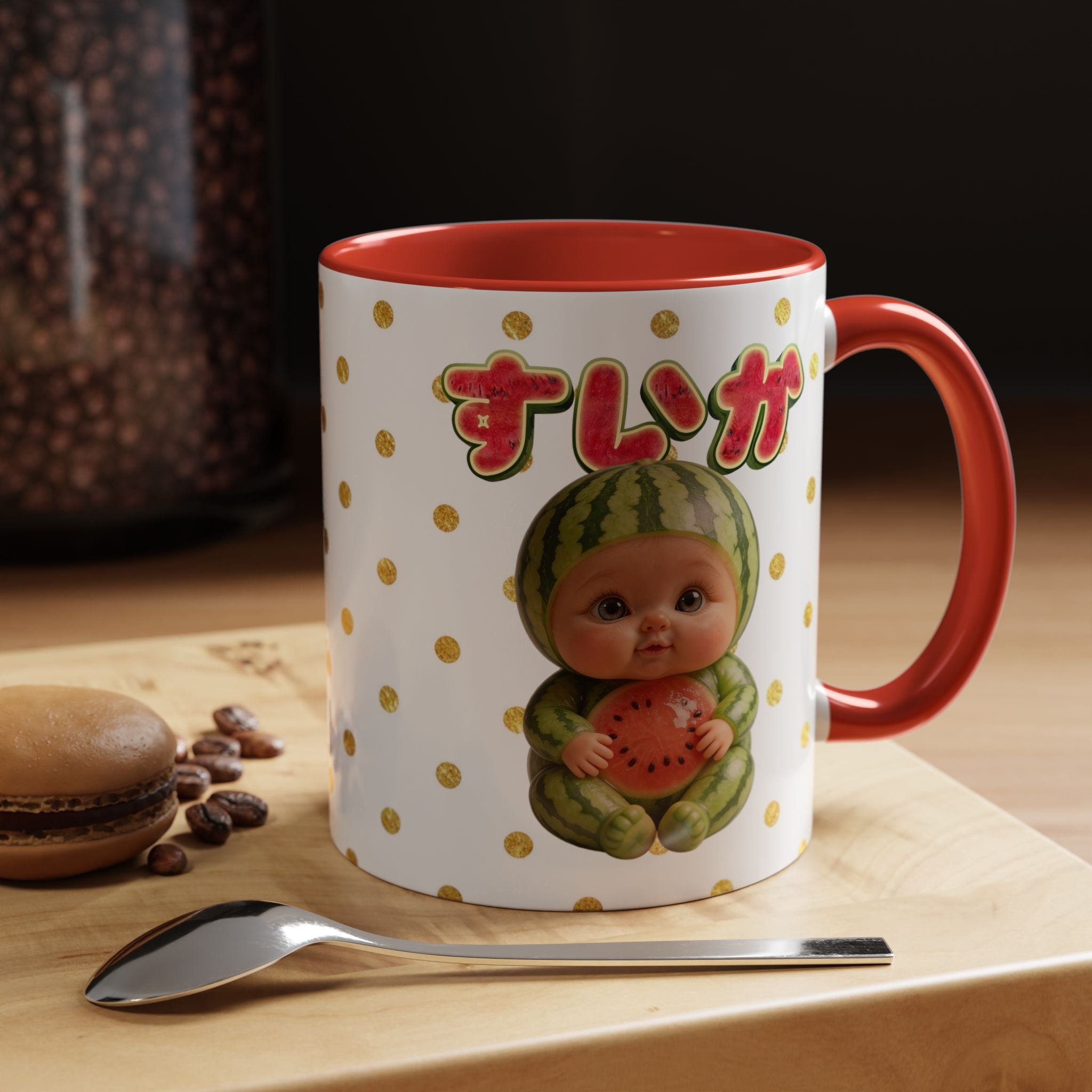 Watermelon Baby Mug Cute Japanese Kawaii Character Coffee Cup | Accent Coffee Mug (11, 15oz)