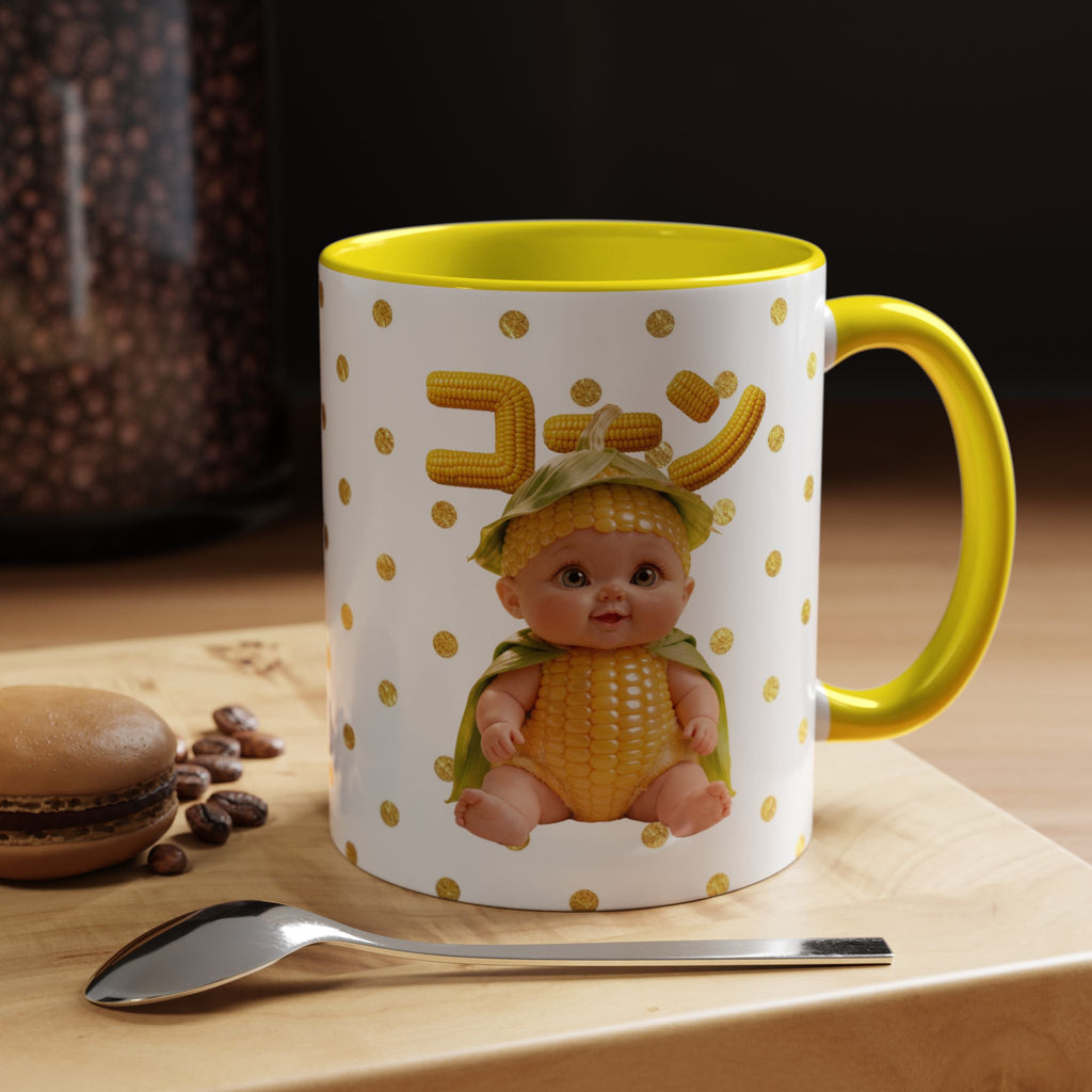 Corn Baby Mug Ceramic Coffee Cup Cute Character Design Gift | Accent Coffee Mug (11, 15oz)