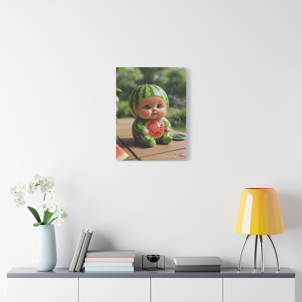Canvas Wall Art SuikaBaby Cute Watermelon Baby Character Nursery Decor | Matte Canvas, Stretched, 1.25"