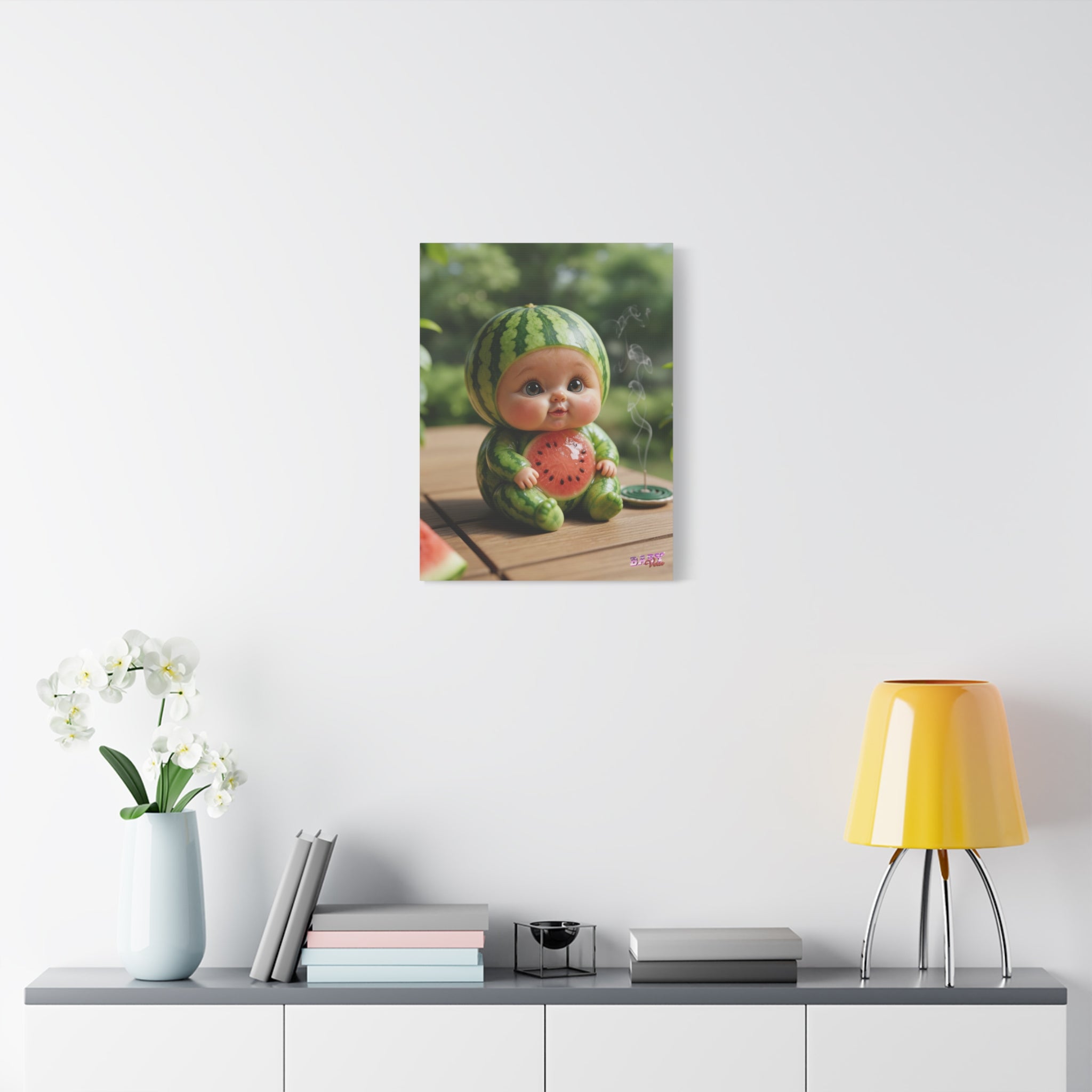 Canvas Wall Art SuikaBaby Cute Watermelon Baby Character Nursery Decor | Matte Canvas, Stretched, 1.25"