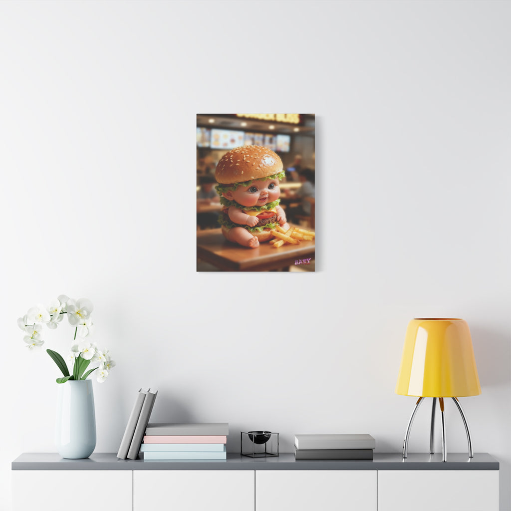 BurgerBaby Canvas Wall Art Cute Fast Food Baby Decor(YouTube Store Edition) | Matte Canvas, Stretched, 1.25"