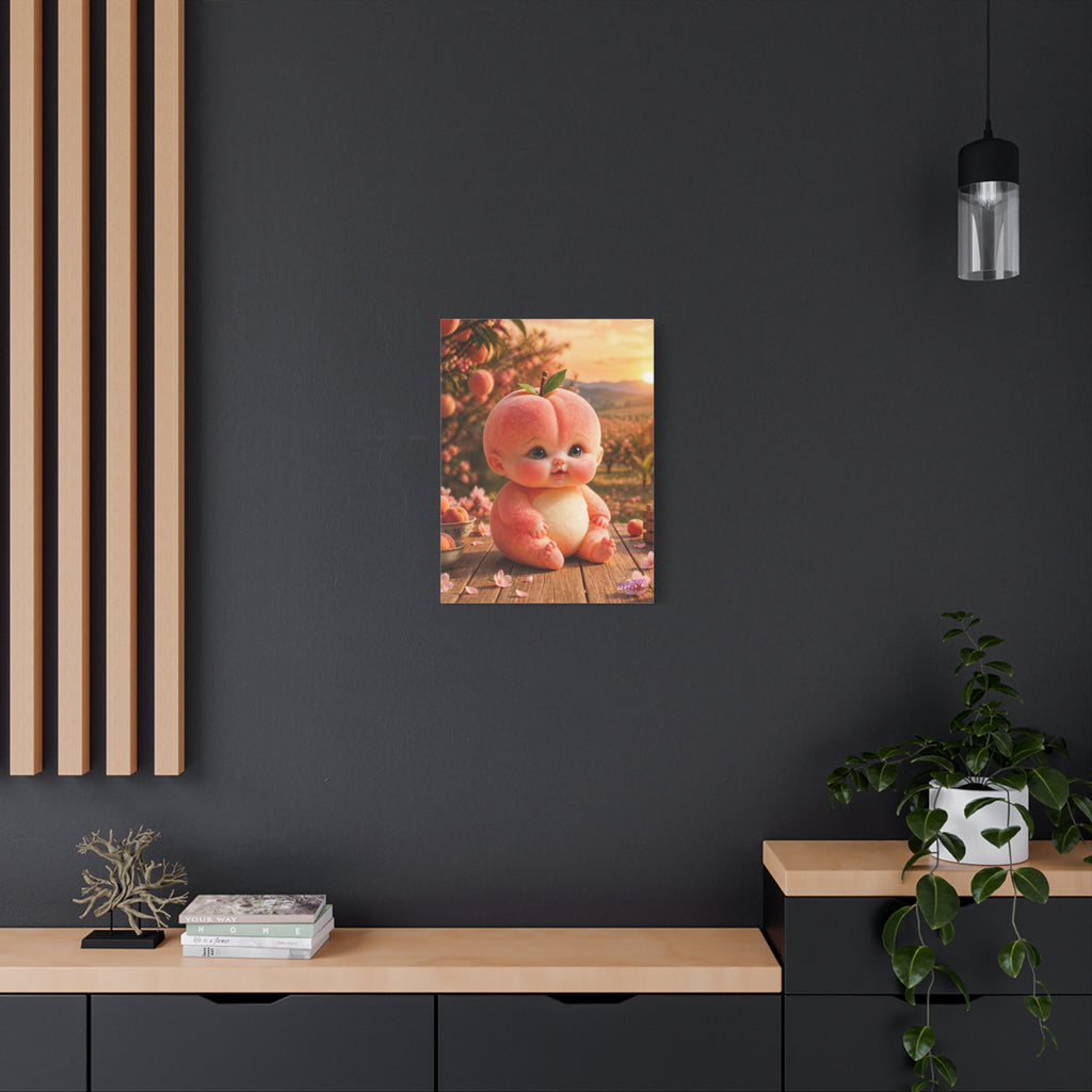 Peach Baby Canvas Wall Art Cute Orchard Fantasy Nursery Decor | Matte Canvas, Stretched, 1.25"