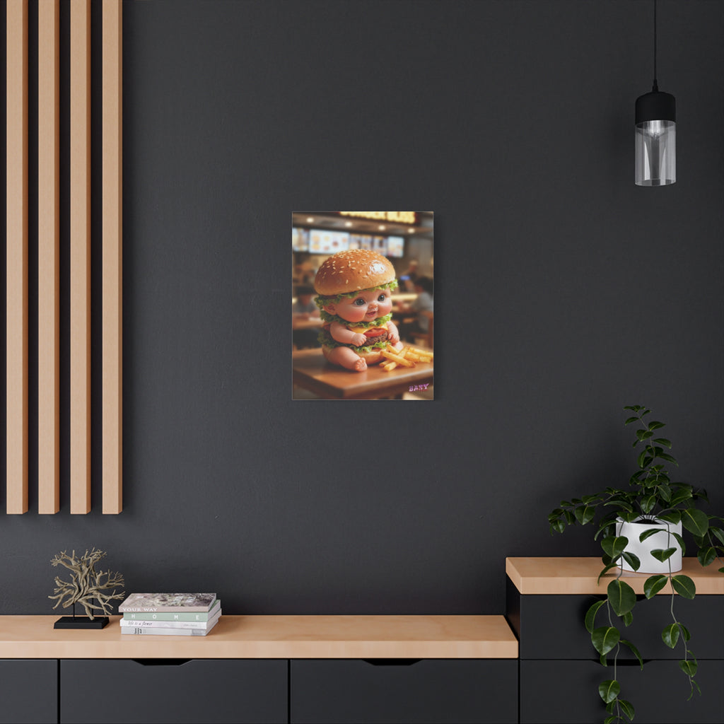 BurgerBaby Canvas Wall Art Cute Fast Food Baby Decor(YouTube Store Edition) | Matte Canvas, Stretched, 1.25"