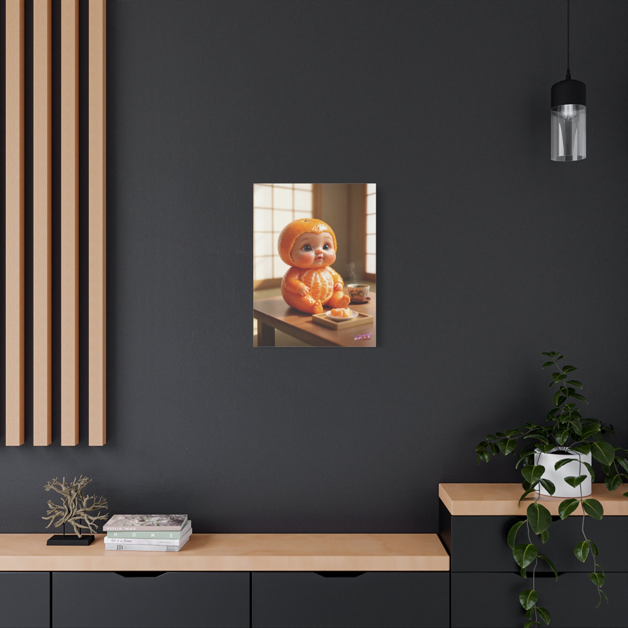 Canvas Wall Art with Mikan Baby in Japanese Room Kawaii Orange (YouTube Store Edition) | Matte Canvas, Stretched, 1.25"