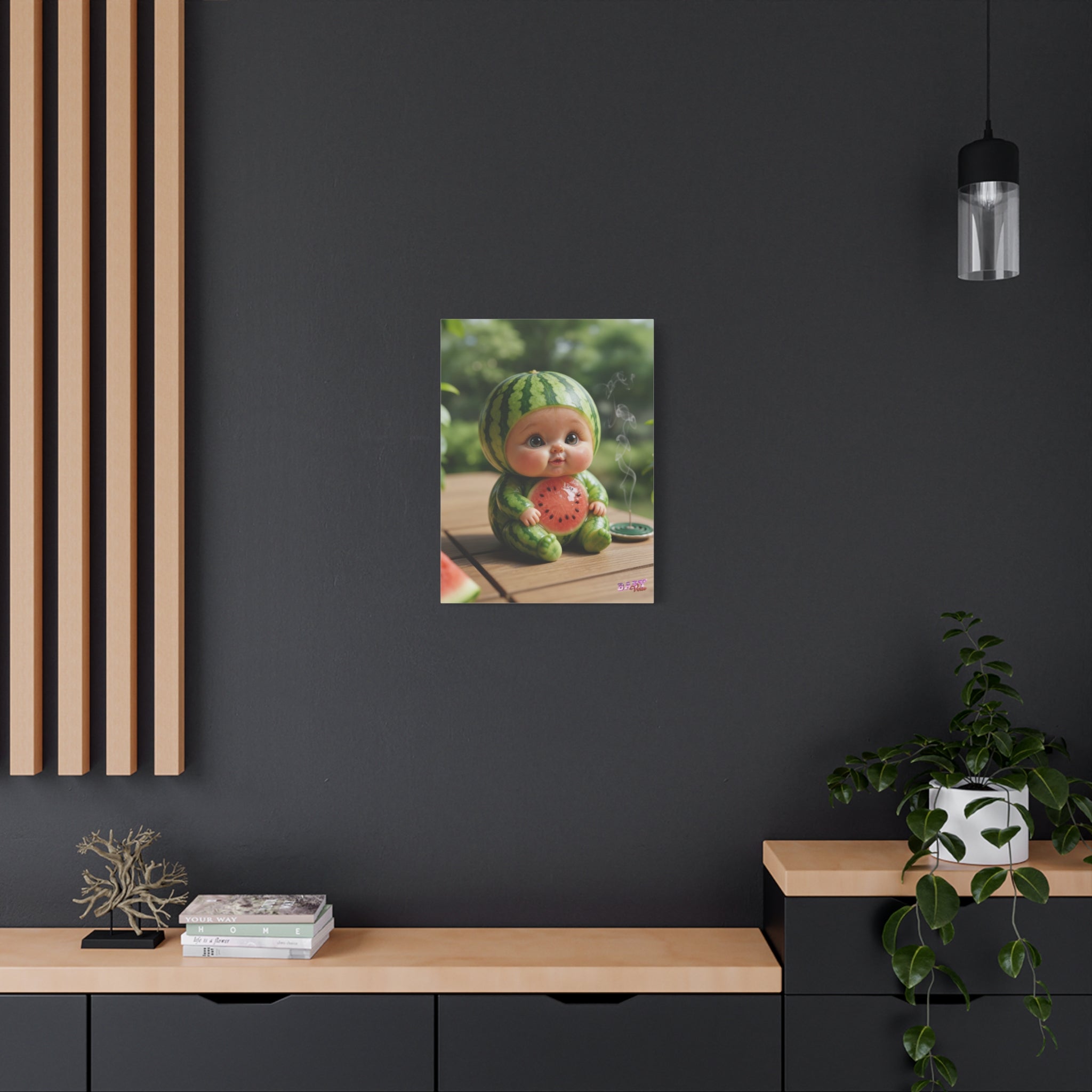 Canvas Wall Art SuikaBaby Cute Watermelon Baby Character Nursery Decor | Matte Canvas, Stretched, 1.25"