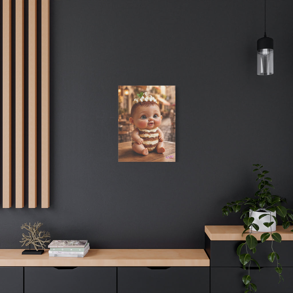 Canvas Wall Art TiraBaby Tiramisu Baby Character Italian Cafe Scene | Matte Canvas, Stretched, 1.25"