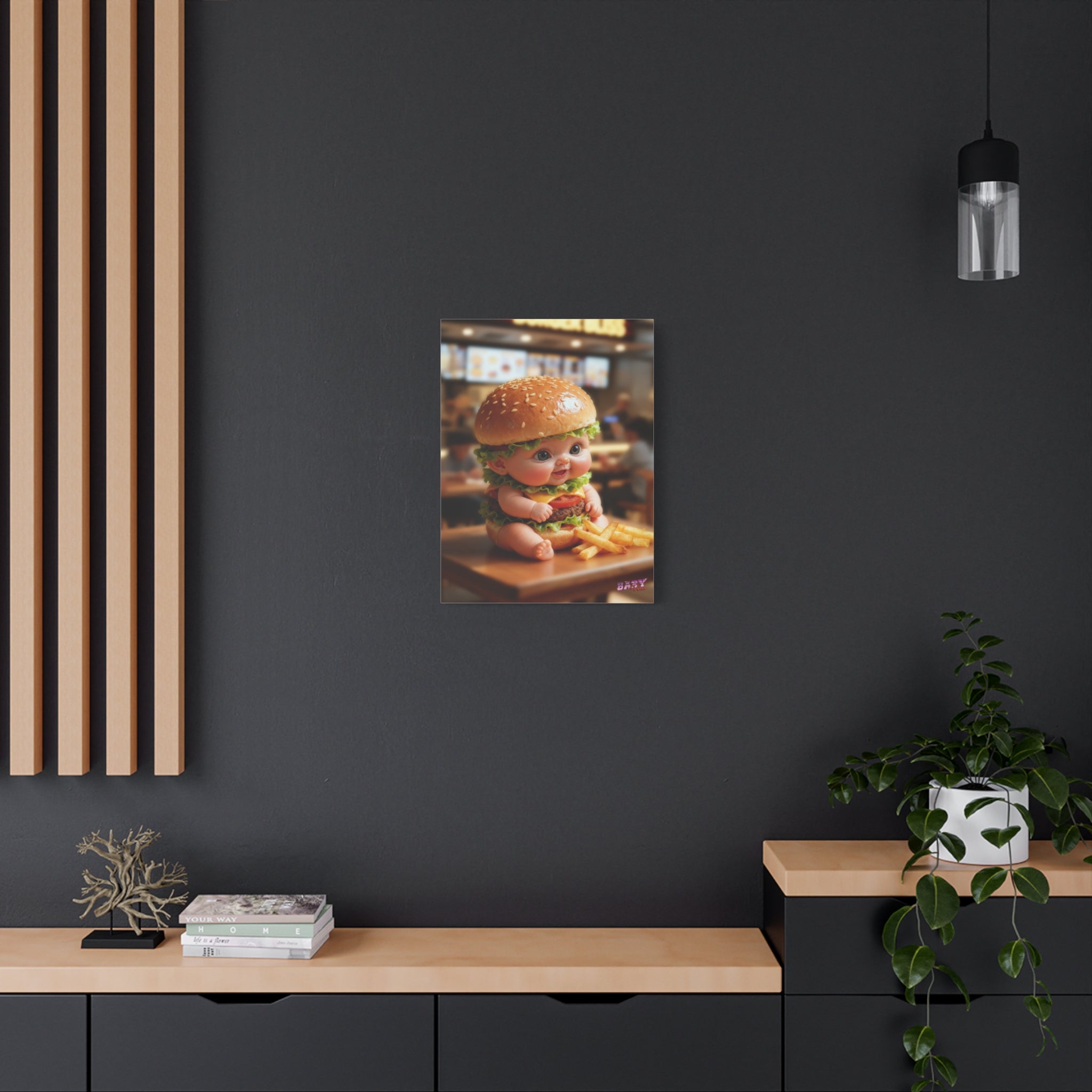 BurgerBaby Canvas Wall Art Cute Fast Food Baby Decor | Matte Canvas, Stretched, 1.25"