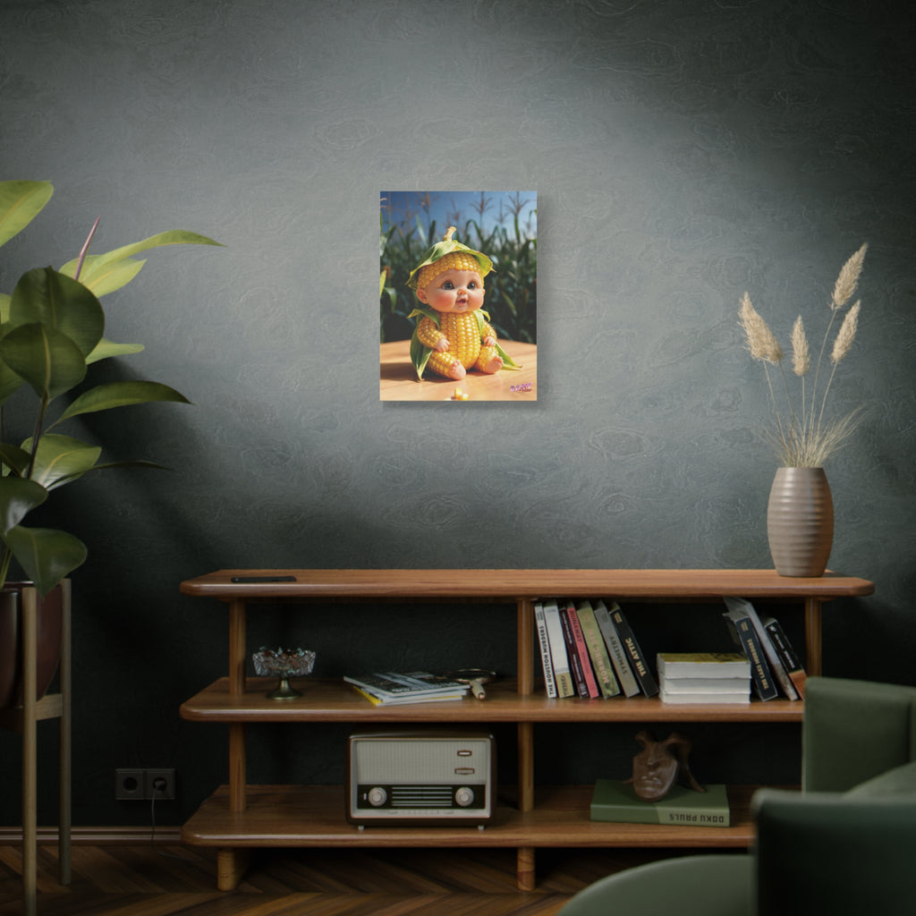 Corn Baby Canvas Print Cute Yellow Farm Character Wall Decoration | Matte Canvas, Stretched, 1.25"