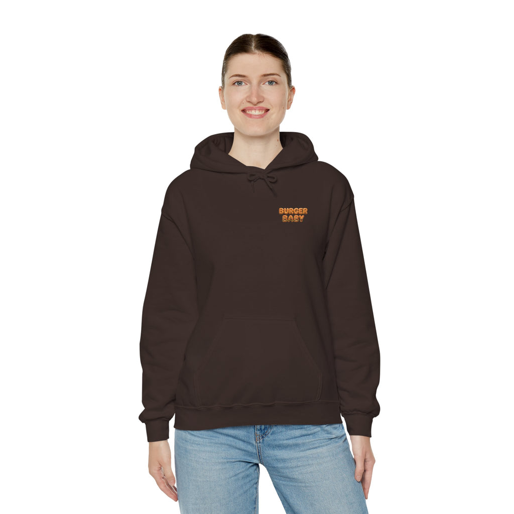 Burger Baby Hoodie Cute Food Character Back Print (YouTube Store Edition) | Unisex Heavy Blend™ Hooded Sweatshirt