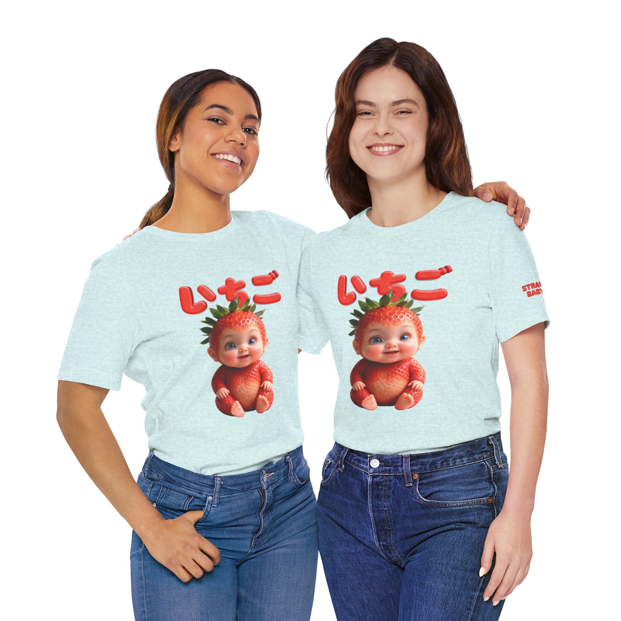 Strawberry Baby Kawaii Japanese T-Shirt, Cute Fruit Character Tee, Pink Aesthetic Shirt, Soft Cotton Unisex Top