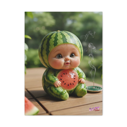Canvas Wall Art SuikaBaby Cute Watermelon Baby Character Nursery Decor | Matte Canvas, Stretched, 1.25"