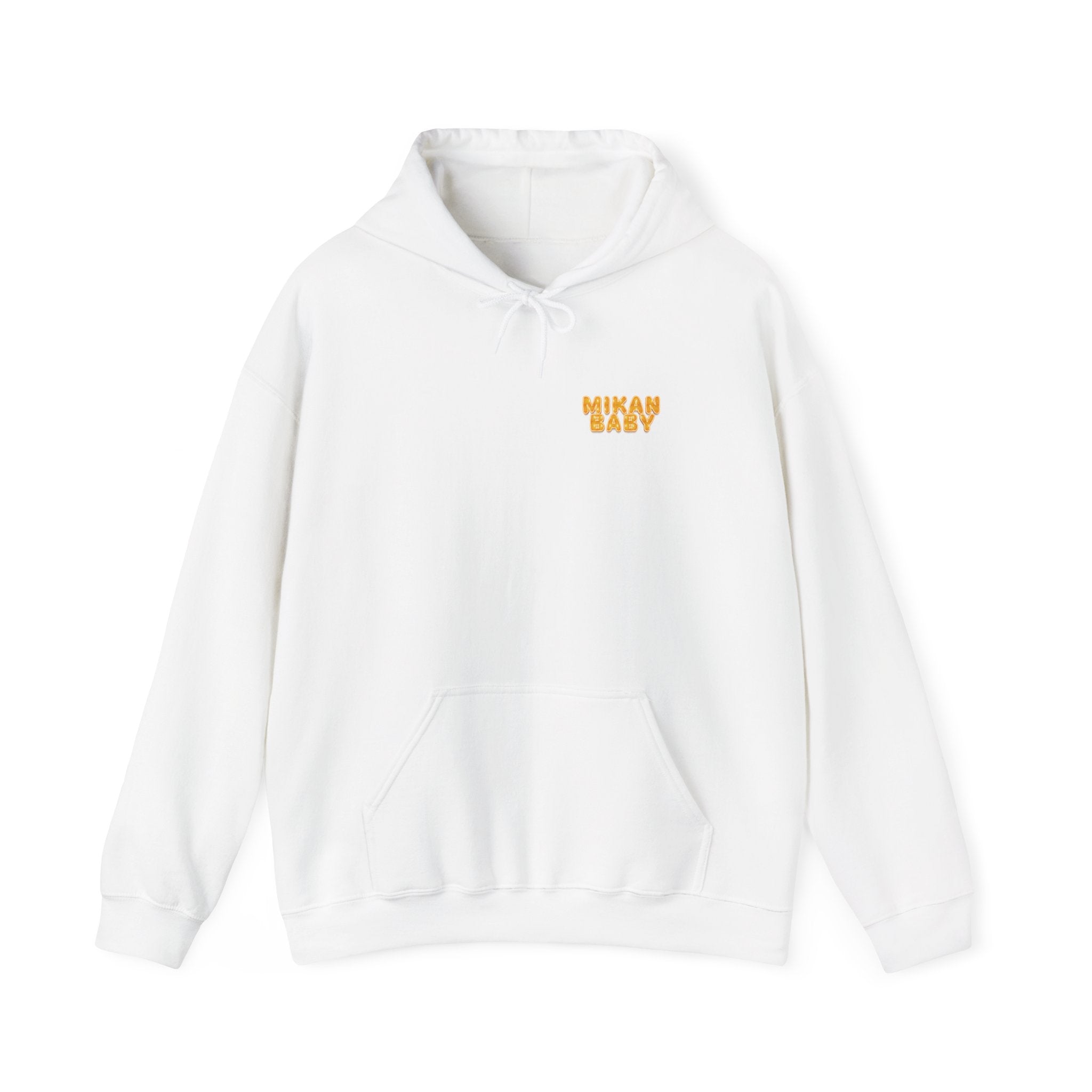 Unisex Hoodie Mikan Baby Cute Orange Character Graphic Sweatshirt Back Print | Unisex Heavy Blend™ Hooded Sweatshirt