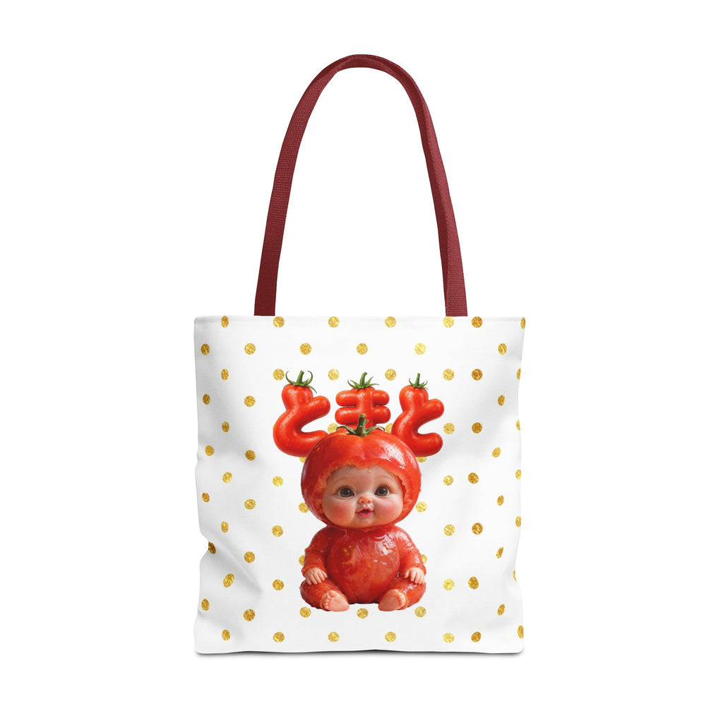 Tomato Baby Tote Bag Cute Food Character Gold Dot Bag | Tote Bag (AOP)