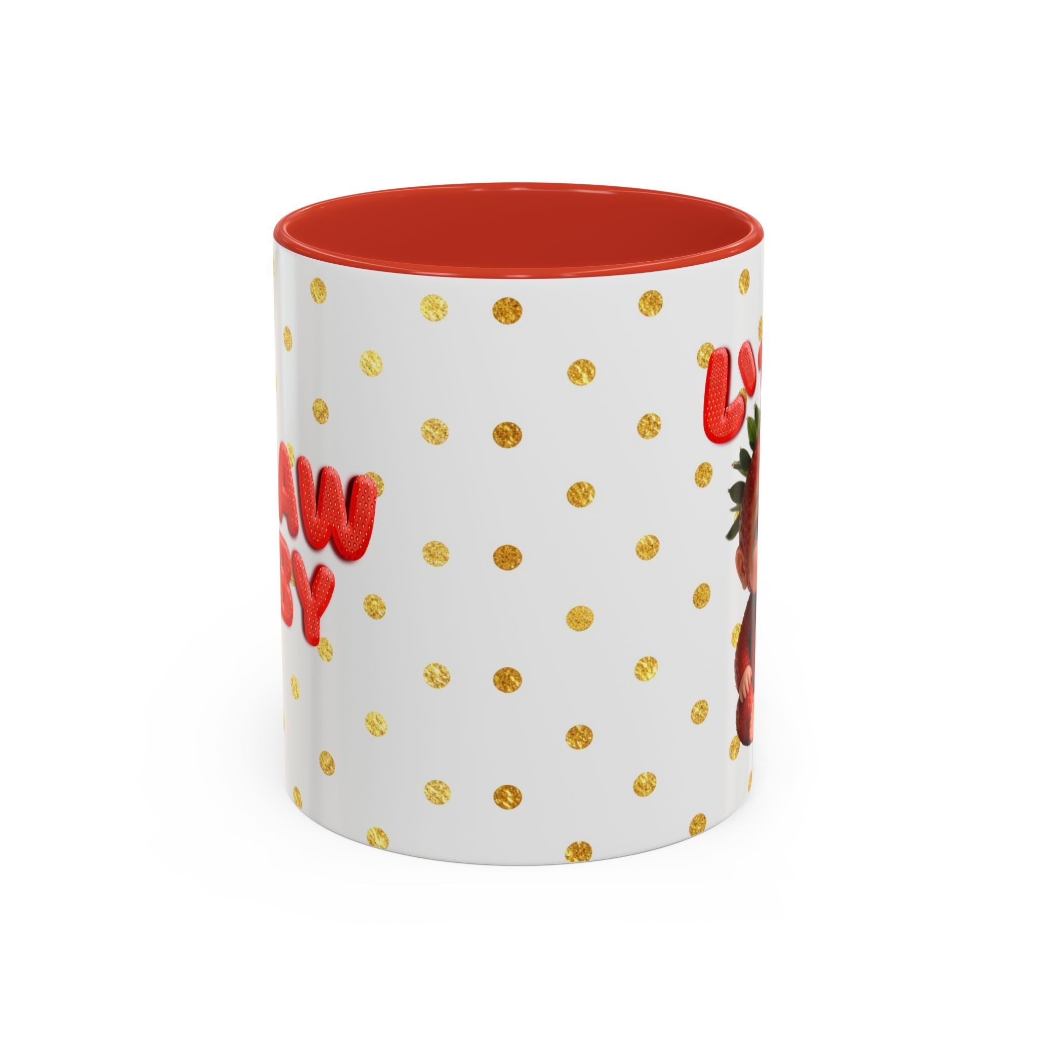 Strawberry Baby Mug, Kawaii Japanese Text Ceramic Coffee Cup, Cute Fruit Mug Gift, 11oz Color Accent Cup