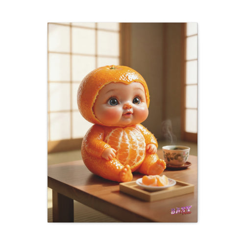 Canvas Wall Art with Mikan Baby in Japanese Room Kawaii Orange (YouTube Store Edition) | Matte Canvas, Stretched, 1.25"