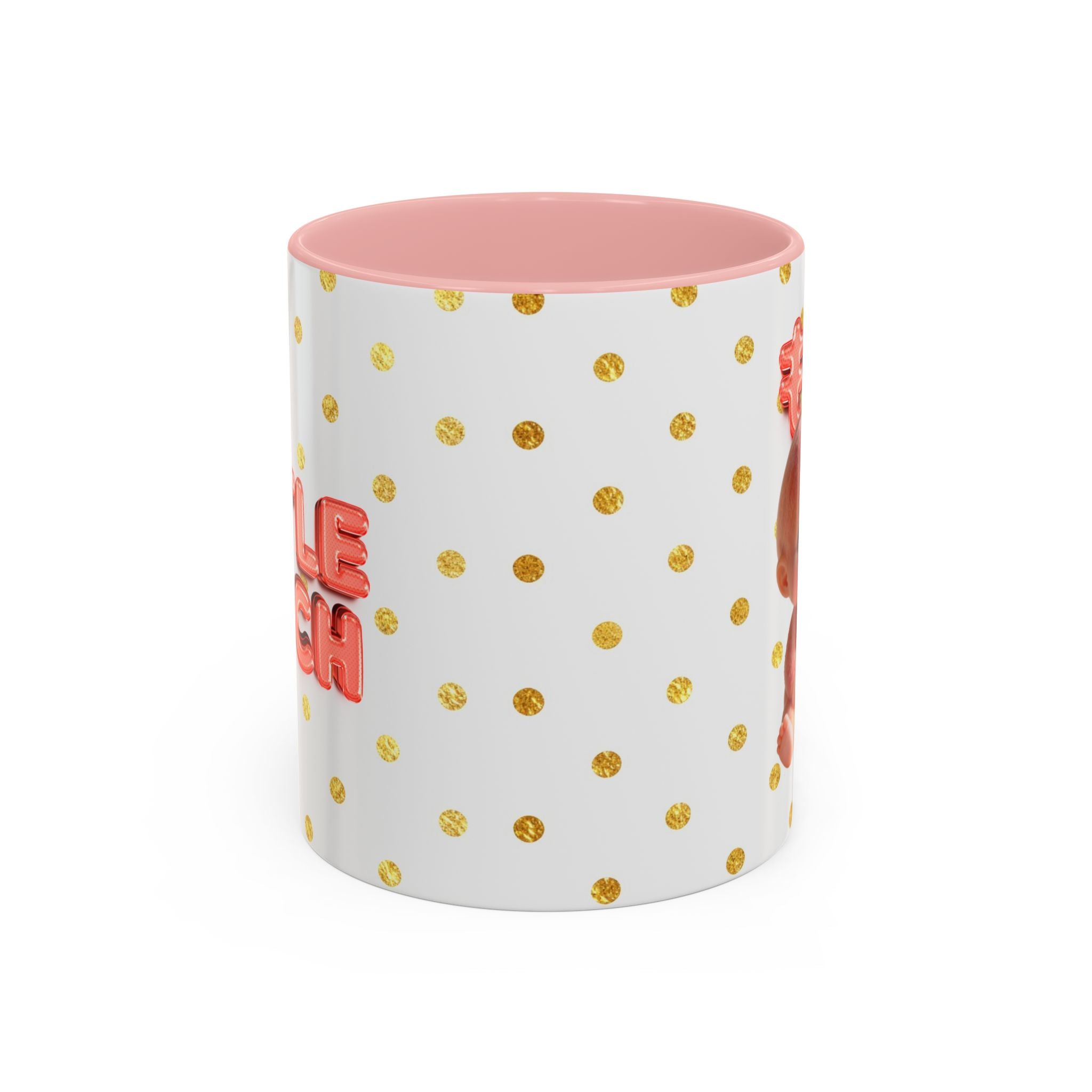 Peach Baby Ceramic Mug Pink Handle Cute Illustration Cup Accent Coffee Mug (11, 15oz)