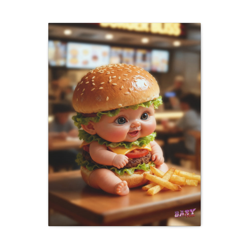 BurgerBaby Canvas Wall Art Cute Fast Food Baby Decor(YouTube Store Edition) | Matte Canvas, Stretched, 1.25"