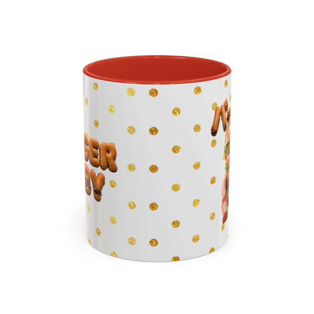 Burger Baby Mug Cute Food Character Gold Dot Cup | Accent Coffee Mug (11, 15oz)