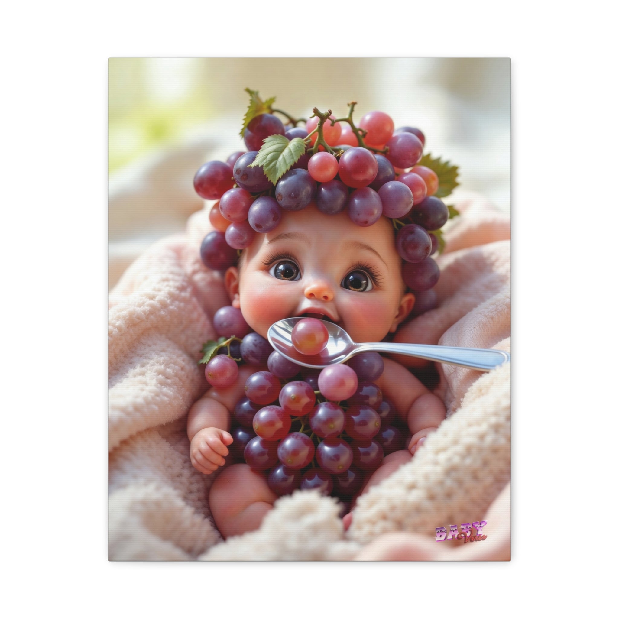 Matte Canvas Wall Art BunchBaby Grape Baby Character Cute Nursery Decor | Matte Canvas, Stretched, 1.25"