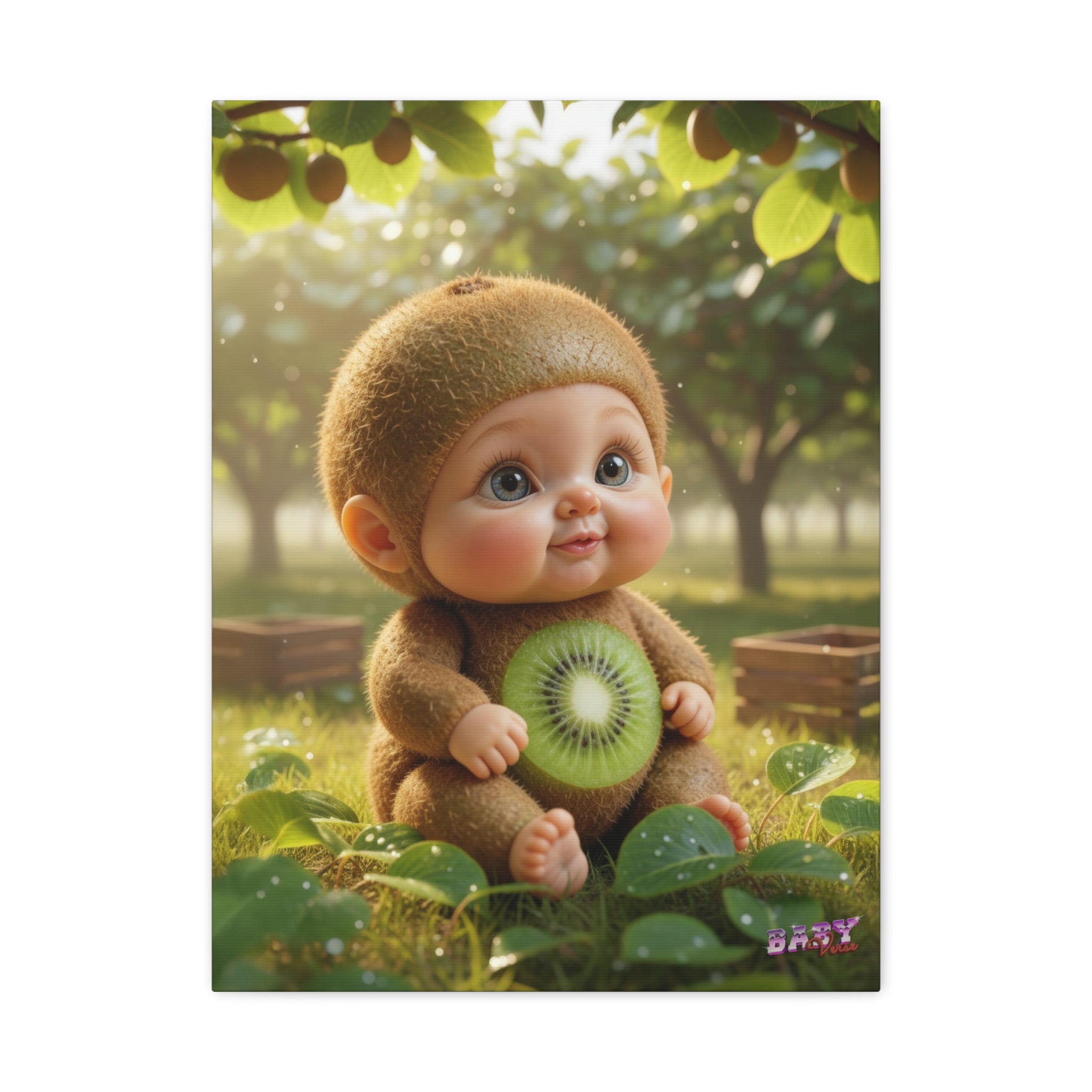 KiwiBaby Canvas Wall Art Cute Orchard Nursery Decor | Matte Canvas, Stretched, 1.25"