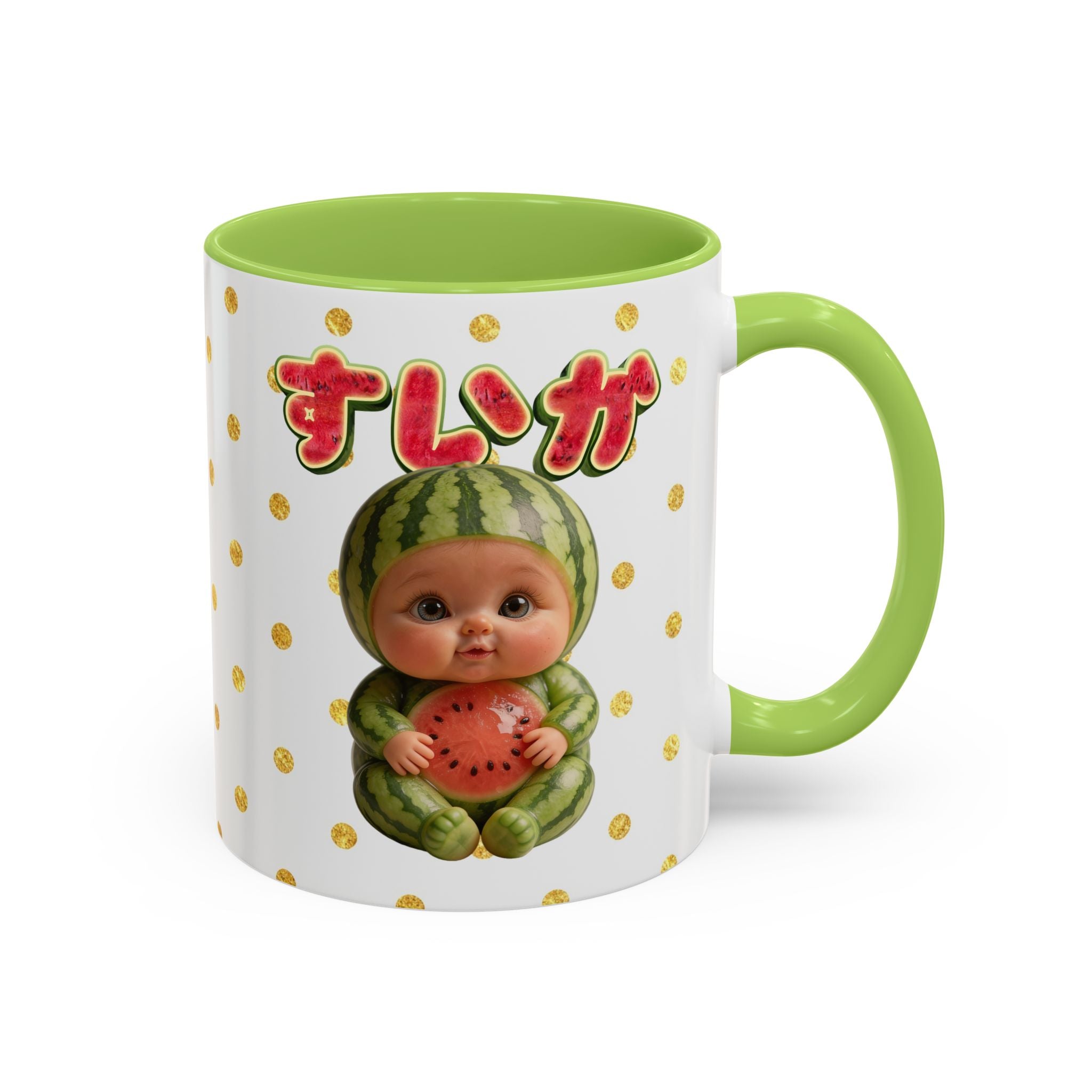 Watermelon Baby Mug Cute Japanese Kawaii Character Coffee Cup | Accent Coffee Mug (11, 15oz)