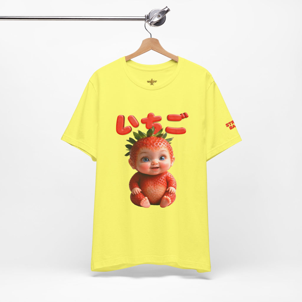 Strawberry Baby Kawaii Japanese T-Shirt, Cute Fruit Character Tee, Pink Aesthetic Shirt, Soft Cotton Unisex Top