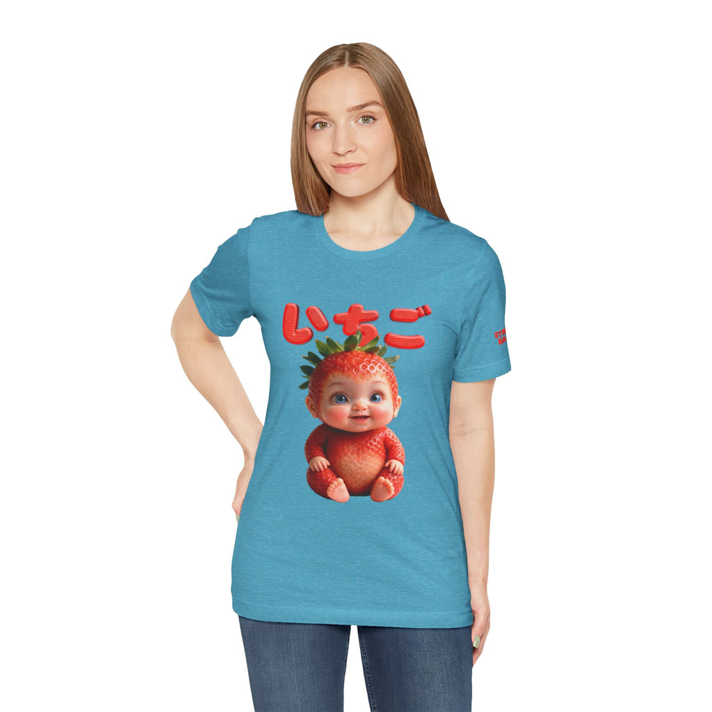 Strawberry Baby Kawaii Japanese T-Shirt, Cute Fruit Character Tee, Pink Aesthetic Shirt, Soft Cotton Unisex Top