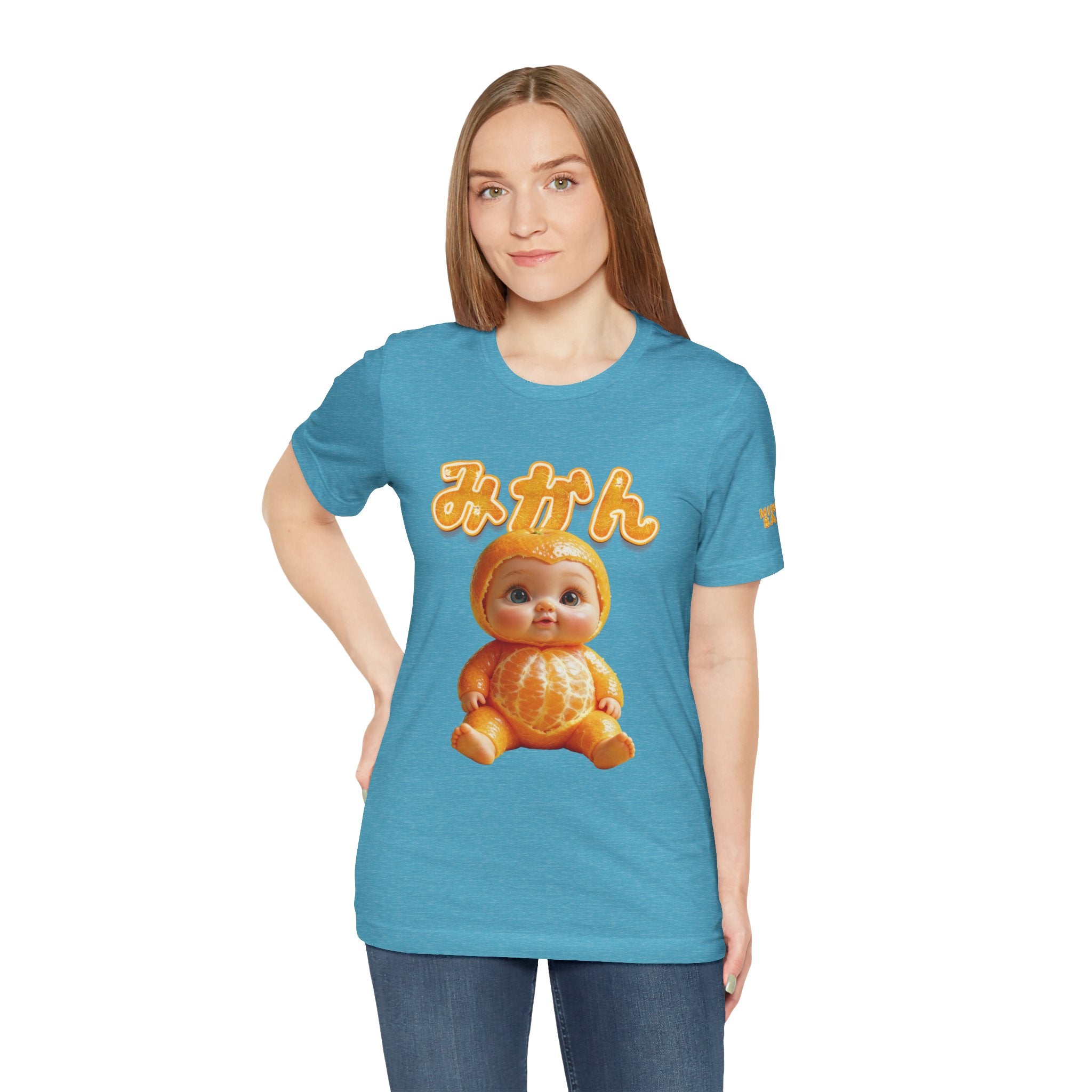 Graphic T Shirt with Cute Mikan Baby Mandarin Orange Illustration Unisex Jersey Short Sleeve Tee