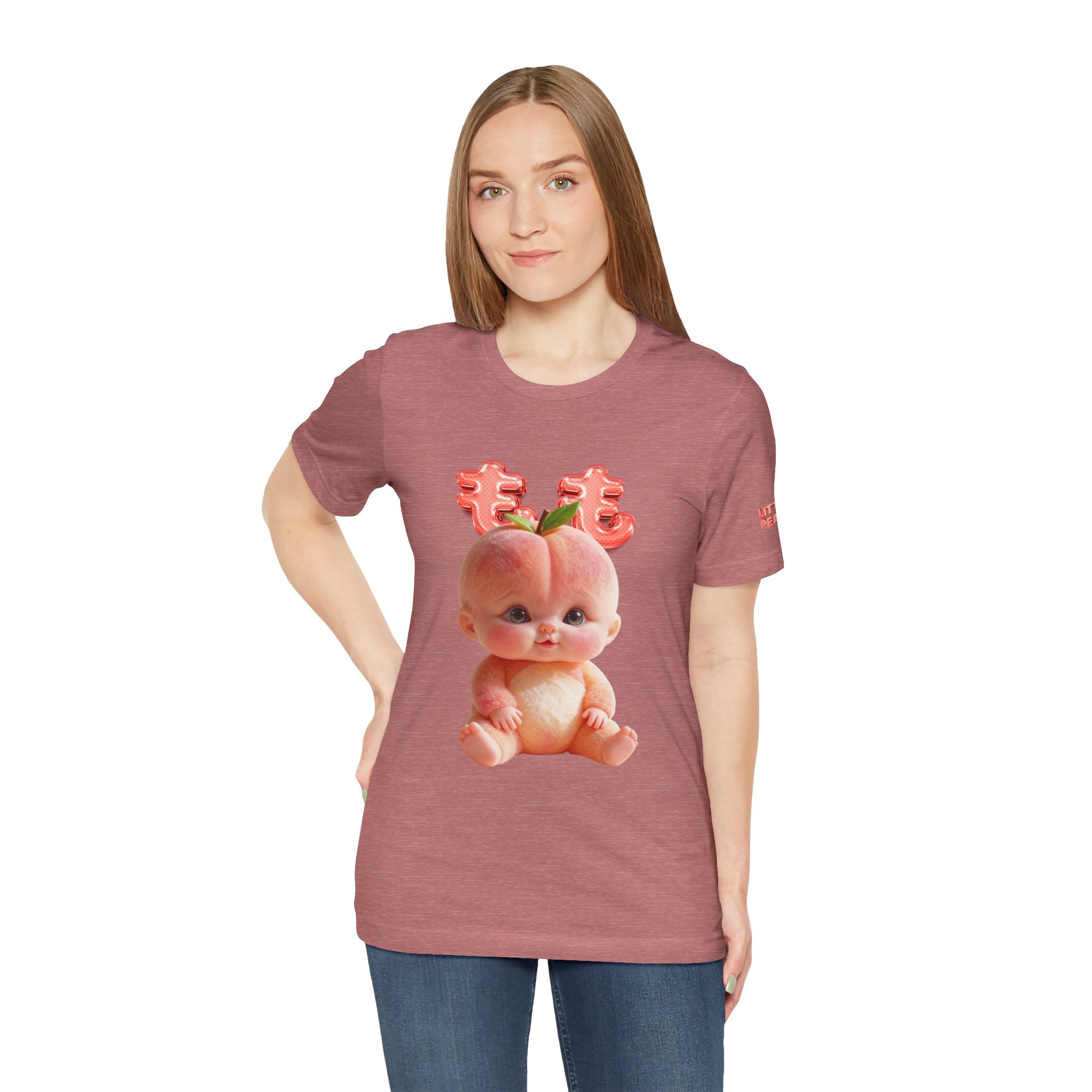 Peach Baby Graphic T Shirt Cute Fruit Baby Illustration Soft Tee Unisex Jersey Short Sleeve Tee